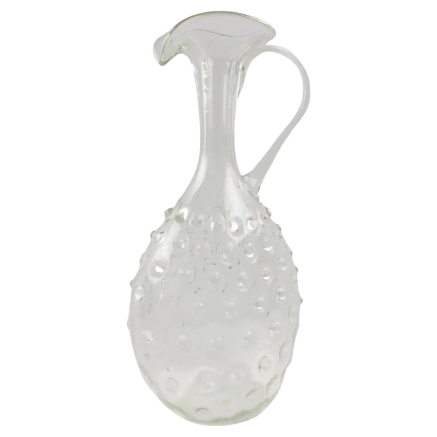 Empoli, Italy Hand Blown Art Glass Pitcher Decanter, 1950s For Sale