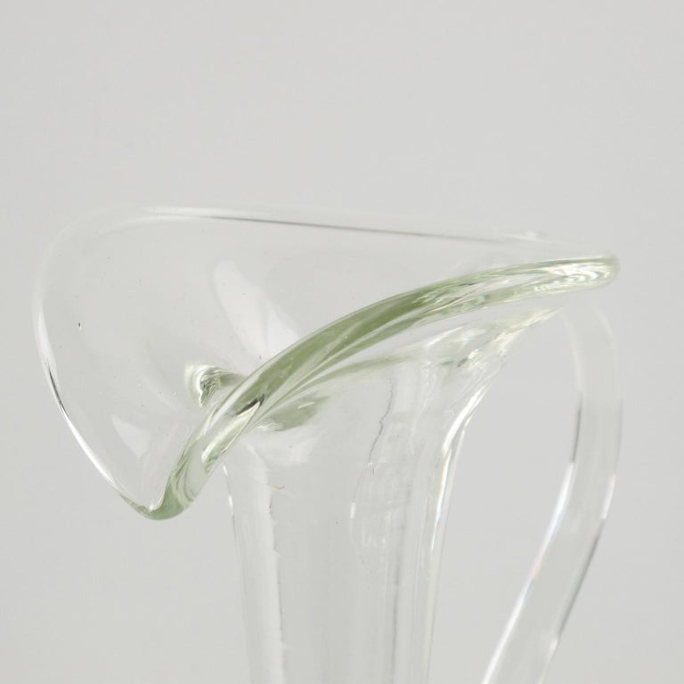  Empoli, Italy Hand Blown Art Glass Pitcher Decanter, 1950s In Excellent Condition For Sale In Atlanta, GA