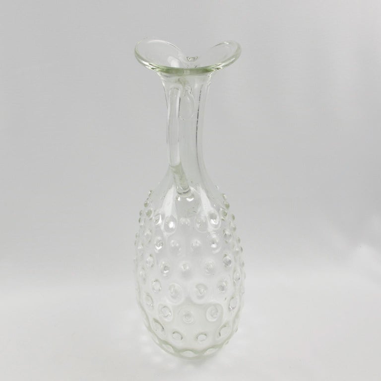  Empoli, Italy Hand Blown Art Glass Pitcher Decanter, 1950s For Sale 1