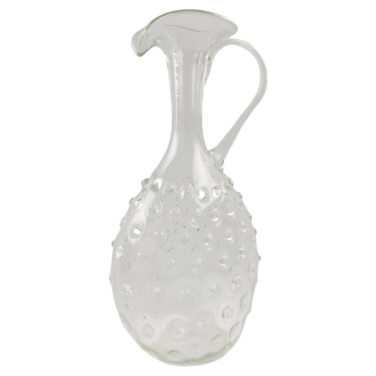  Empoli, Italy Hand Blown Art Glass Pitcher Decanter, 1950s For Sale
