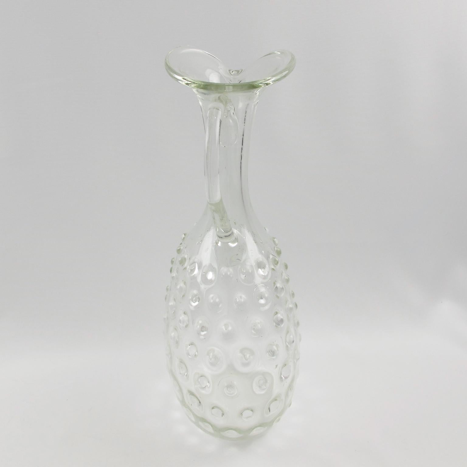 Empoli Italien Skulpturale Kunst-Glas Krug, Dekanter im Angebot 2