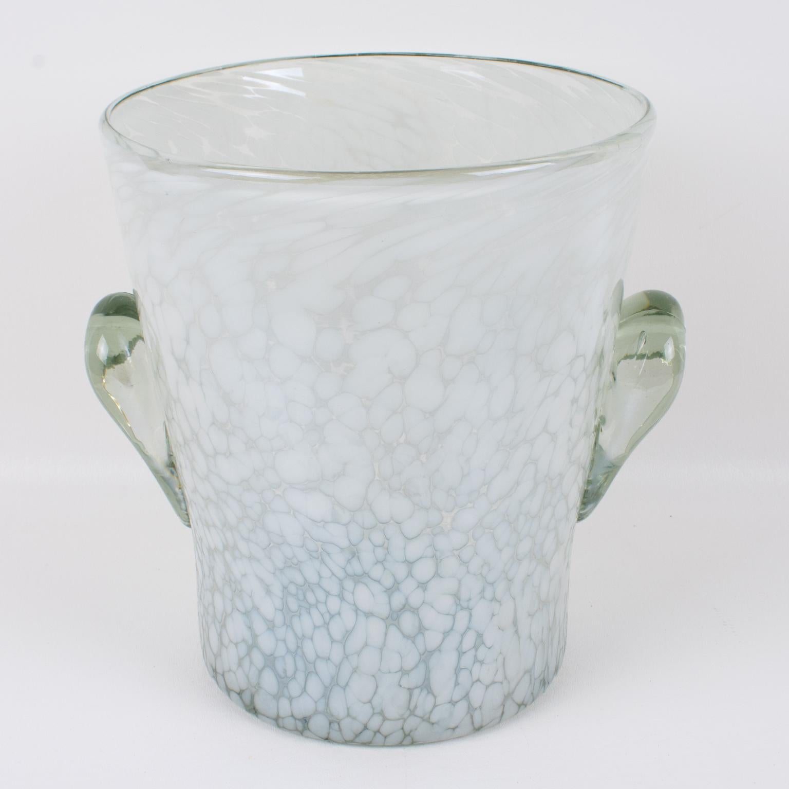 Mid-Century Modern Empoli, Italy White Bubbles Glass Champagne Wine Cooler Ice Bucket