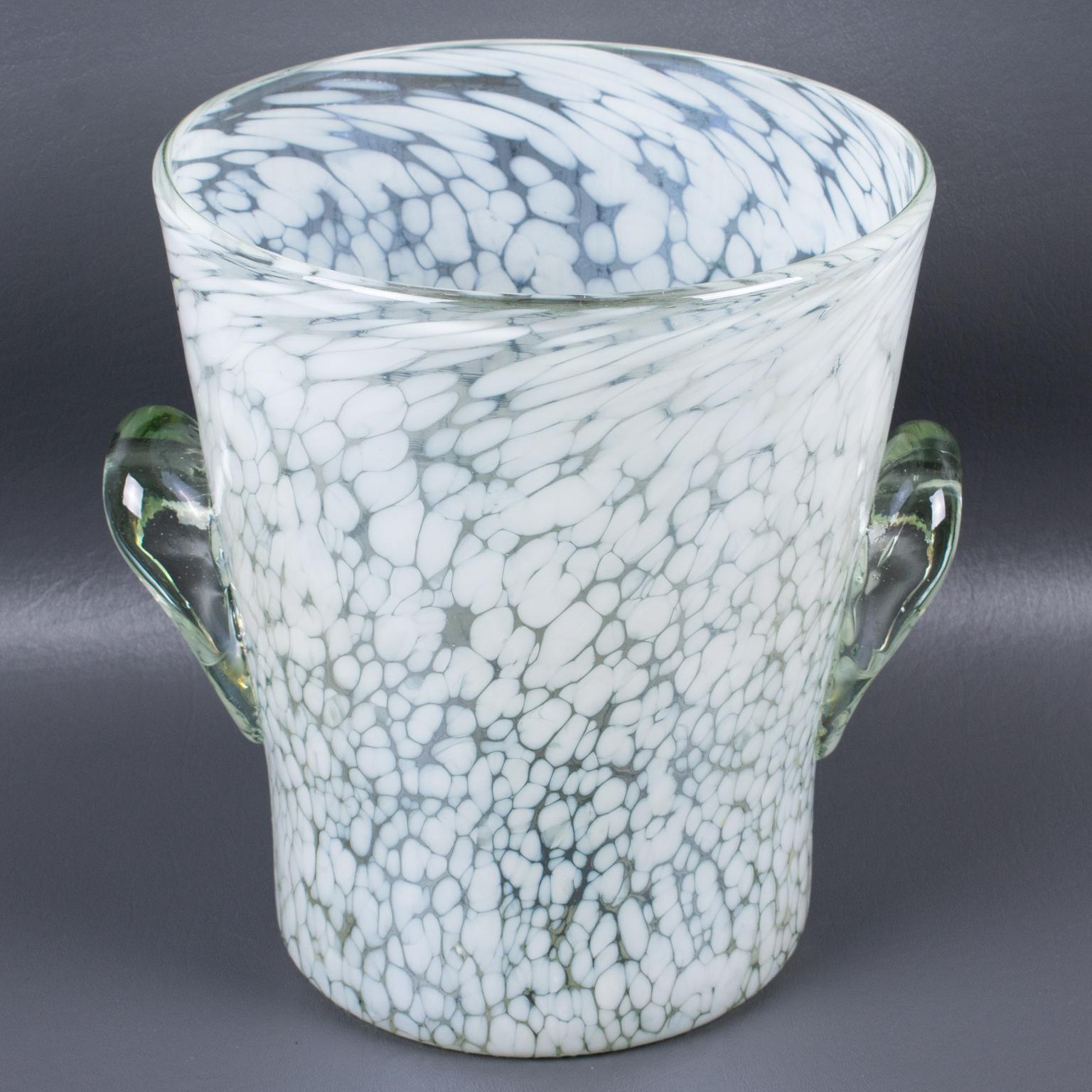 Mid-20th Century Empoli, Italy White Bubbles Glass Champagne Wine Cooler Ice Bucket