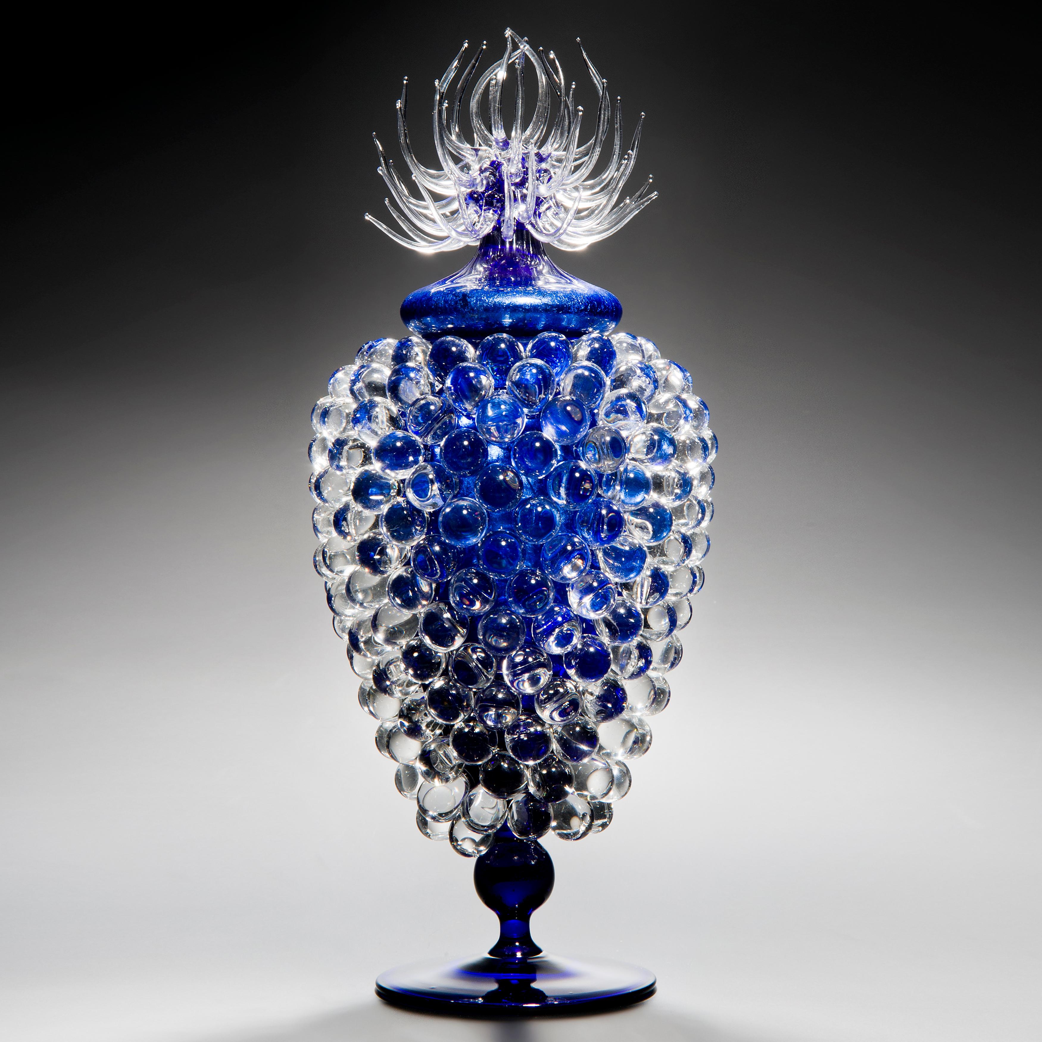 Empoli Jar with Thistle, a unique clear & blue glass vessel by James Lethbridge In New Condition In London, GB