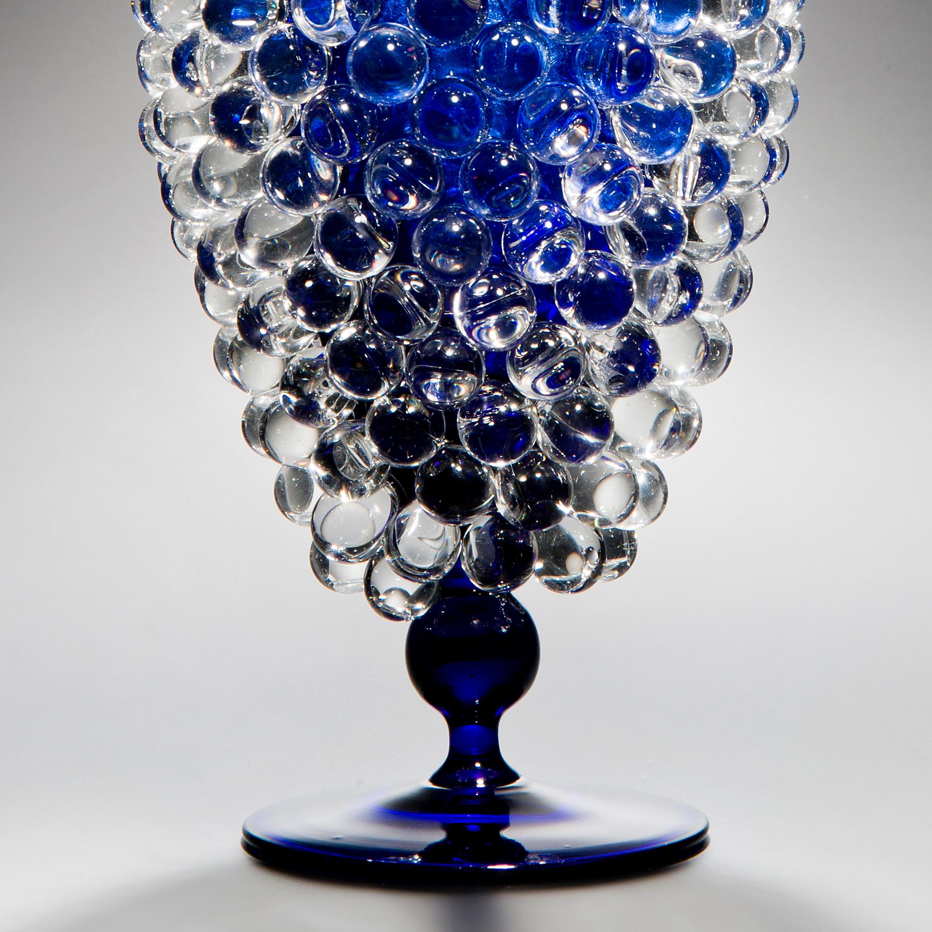 Silver Leaf Empoli Jar with Thistle, a unique clear & blue glass vessel by James Lethbridge