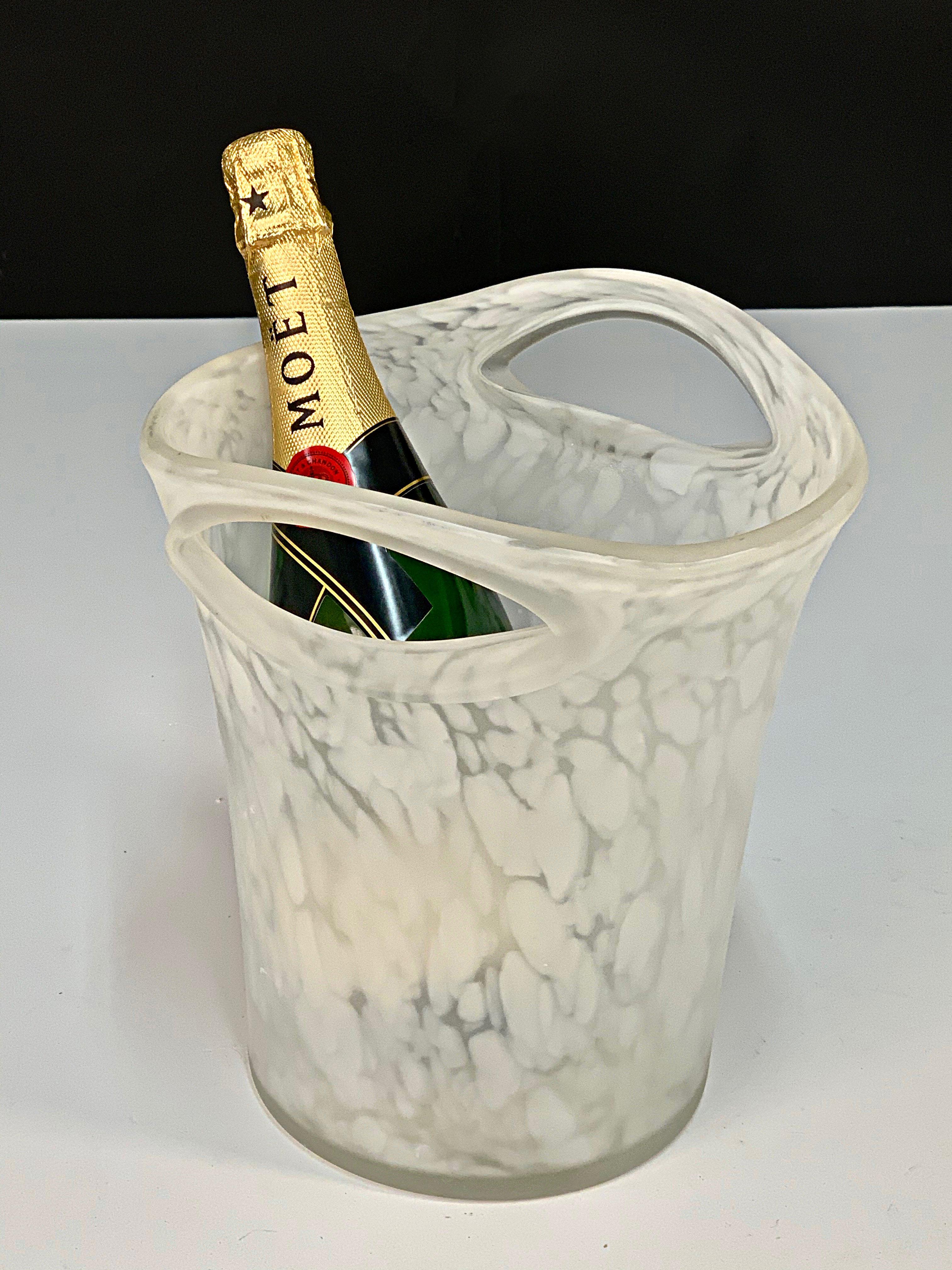 Empoli Midcentury Milky Glass Champagne or Wine Italian Ice Bucket, 1960s 3