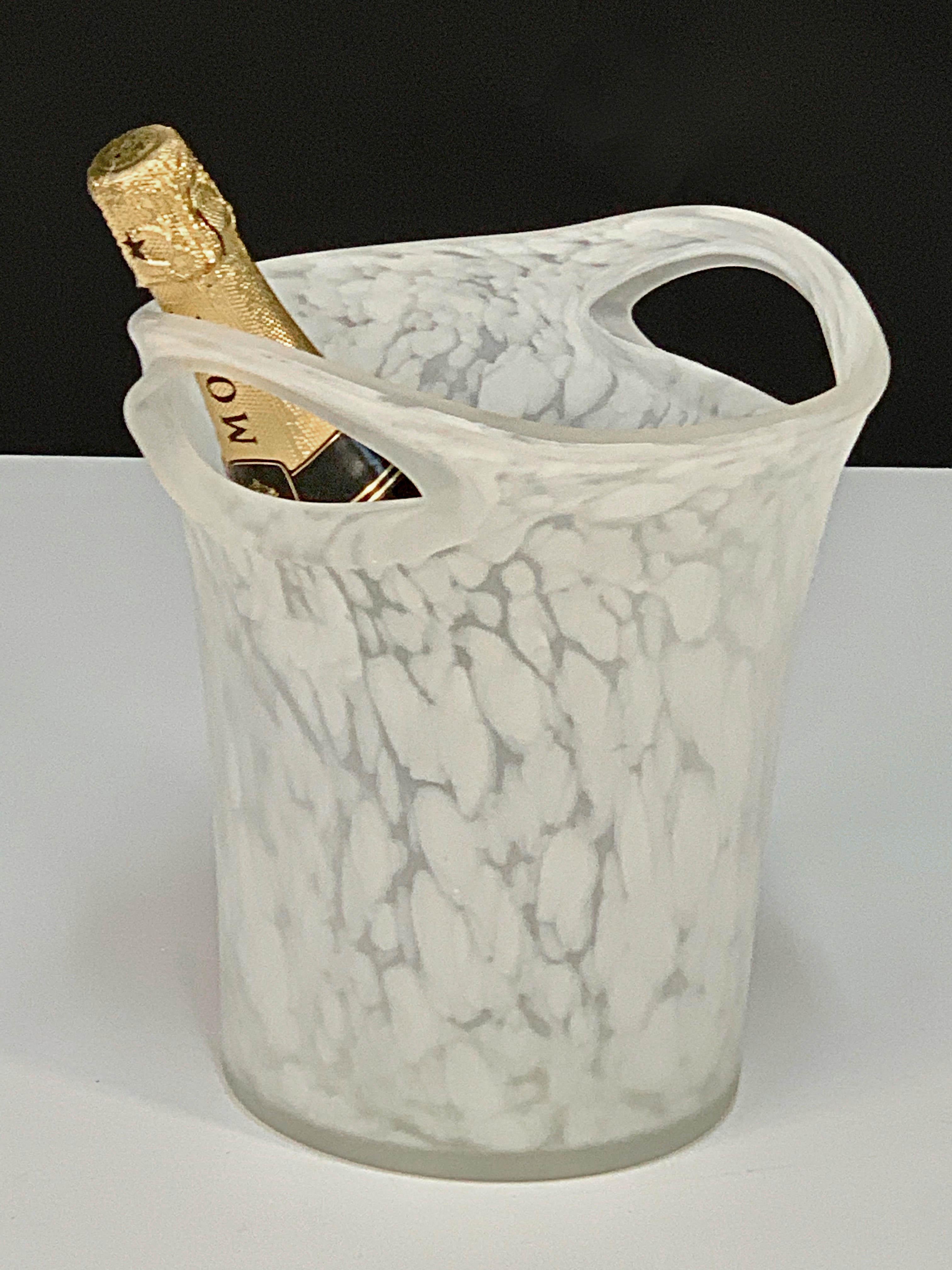 Empoli Midcentury Milky Glass Champagne or Wine Italian Ice Bucket, 1960s 1