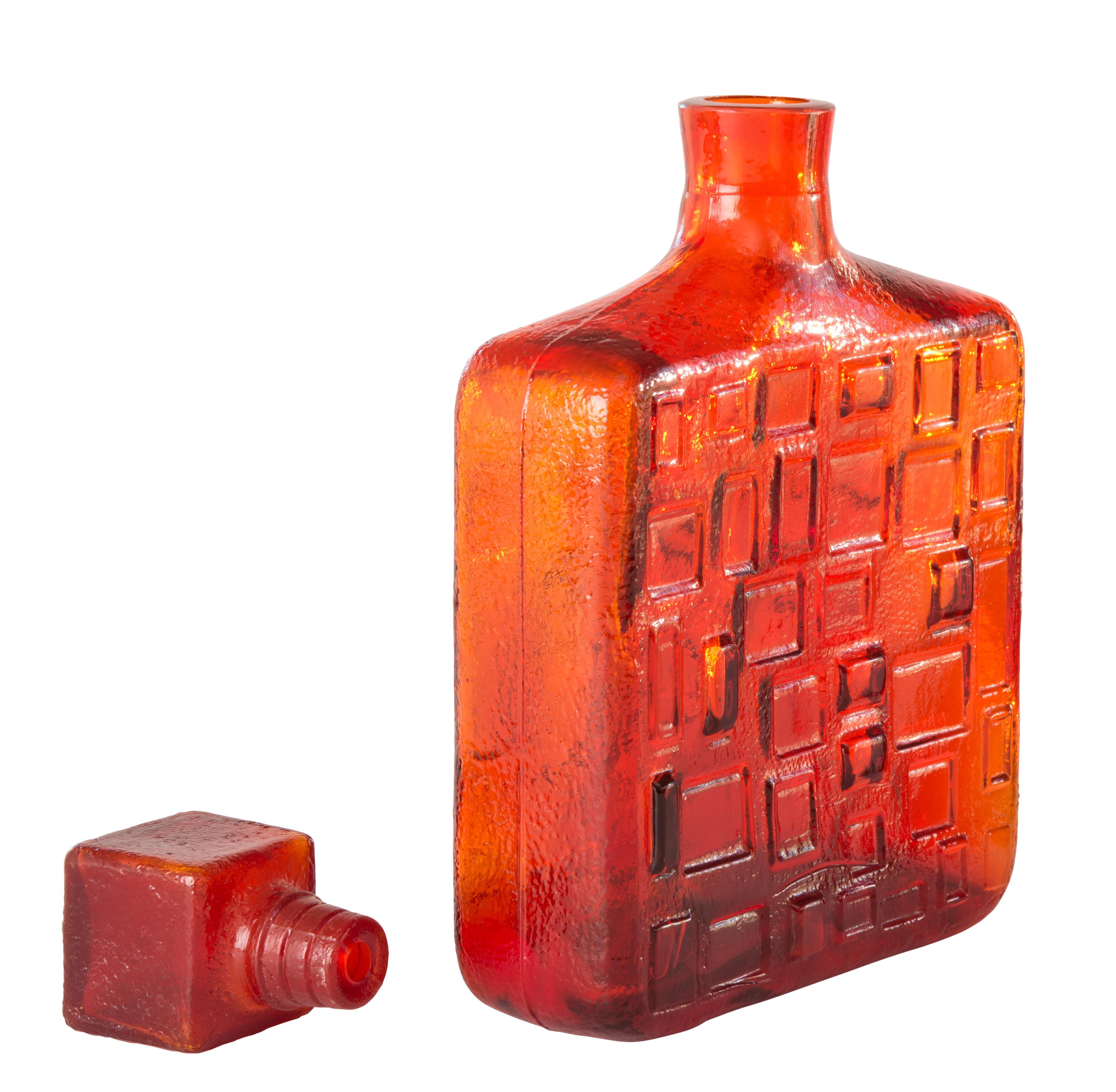 Mid-Century Modern Empoli Pressed Glass Decanter, Made in Italy, circa 1960