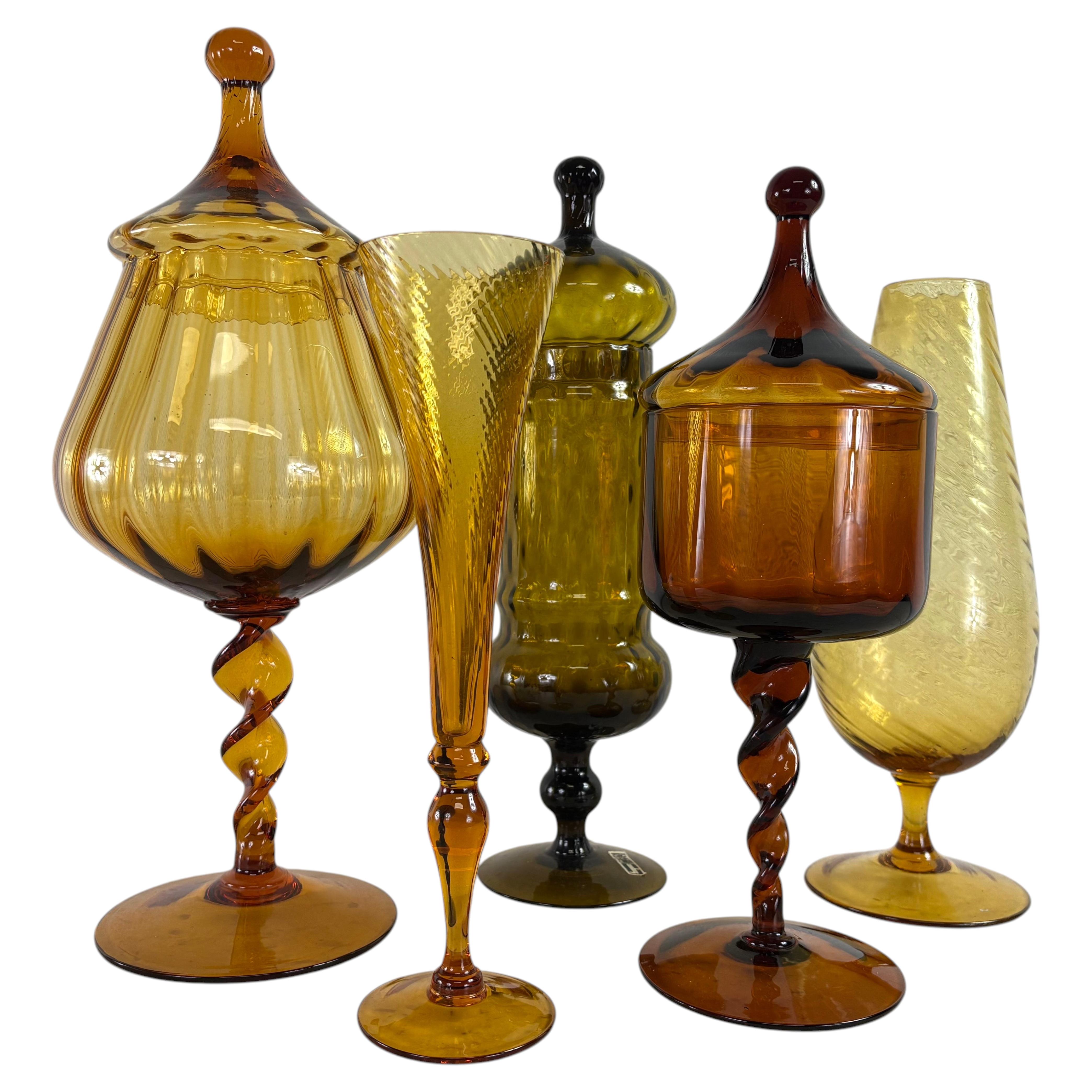 Empoli Rossi Mid century hand blown Italian glass collection