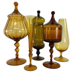 Empoli Rossi Mid century hand blown Italian glass collection
