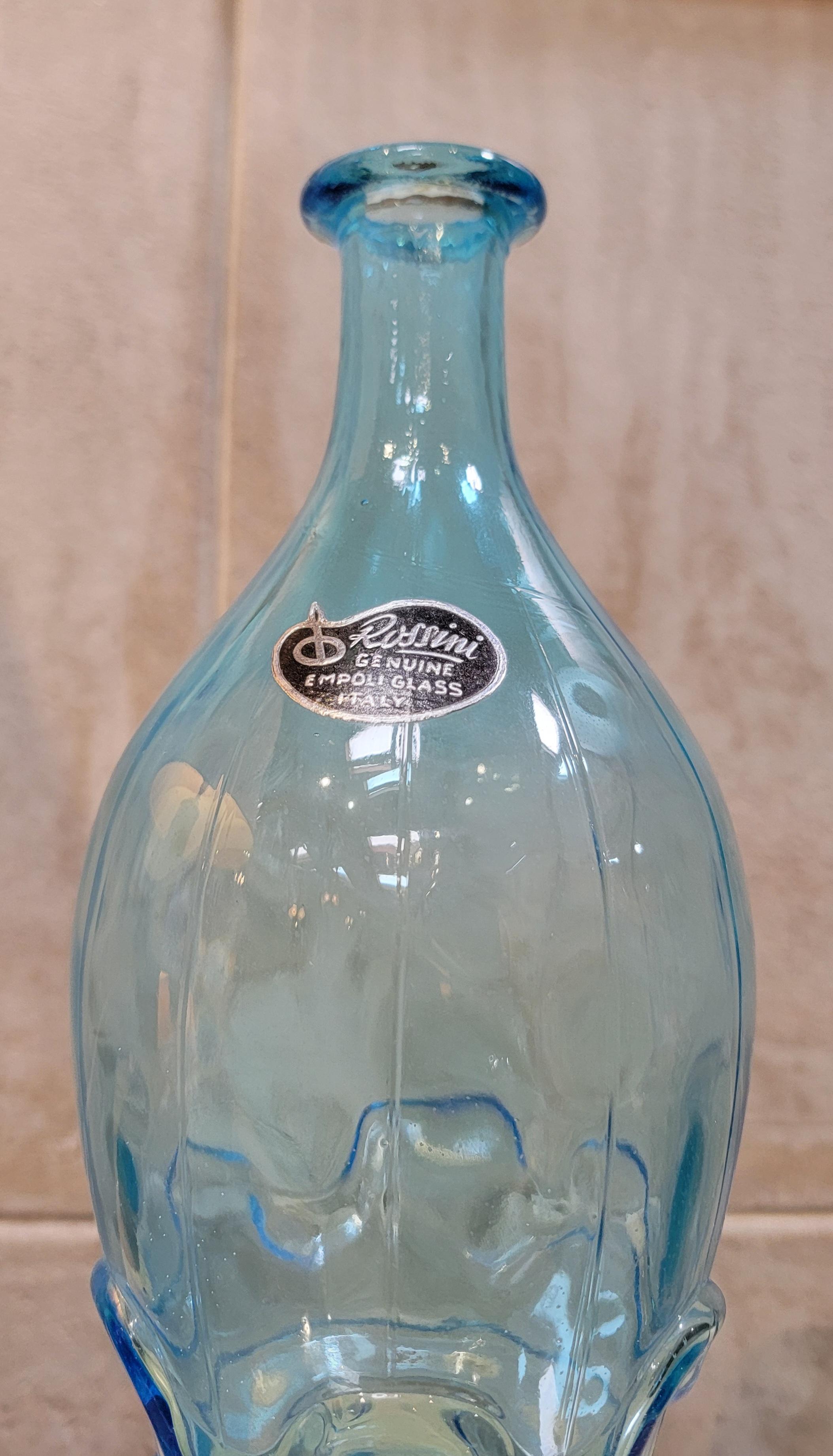 Mid-Century Modern Carafe à décanter en verre soufflé Empoli Rossini avec bouchon en vente