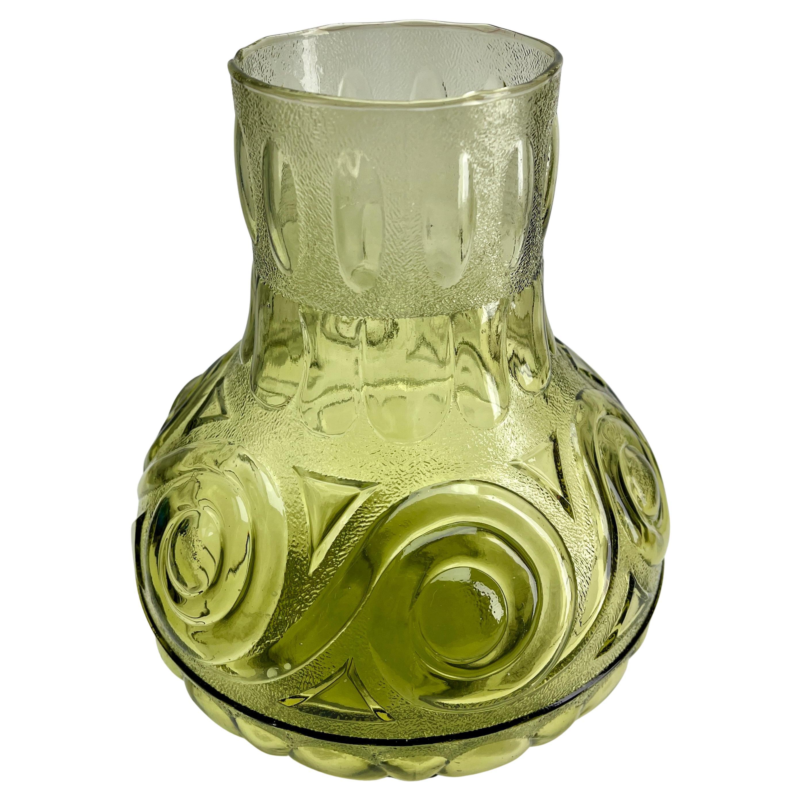 Fatto a mano Vaso in vetro con motivo Greene & Greene di Empoli Rossini, metà del secolo scorso in vendita