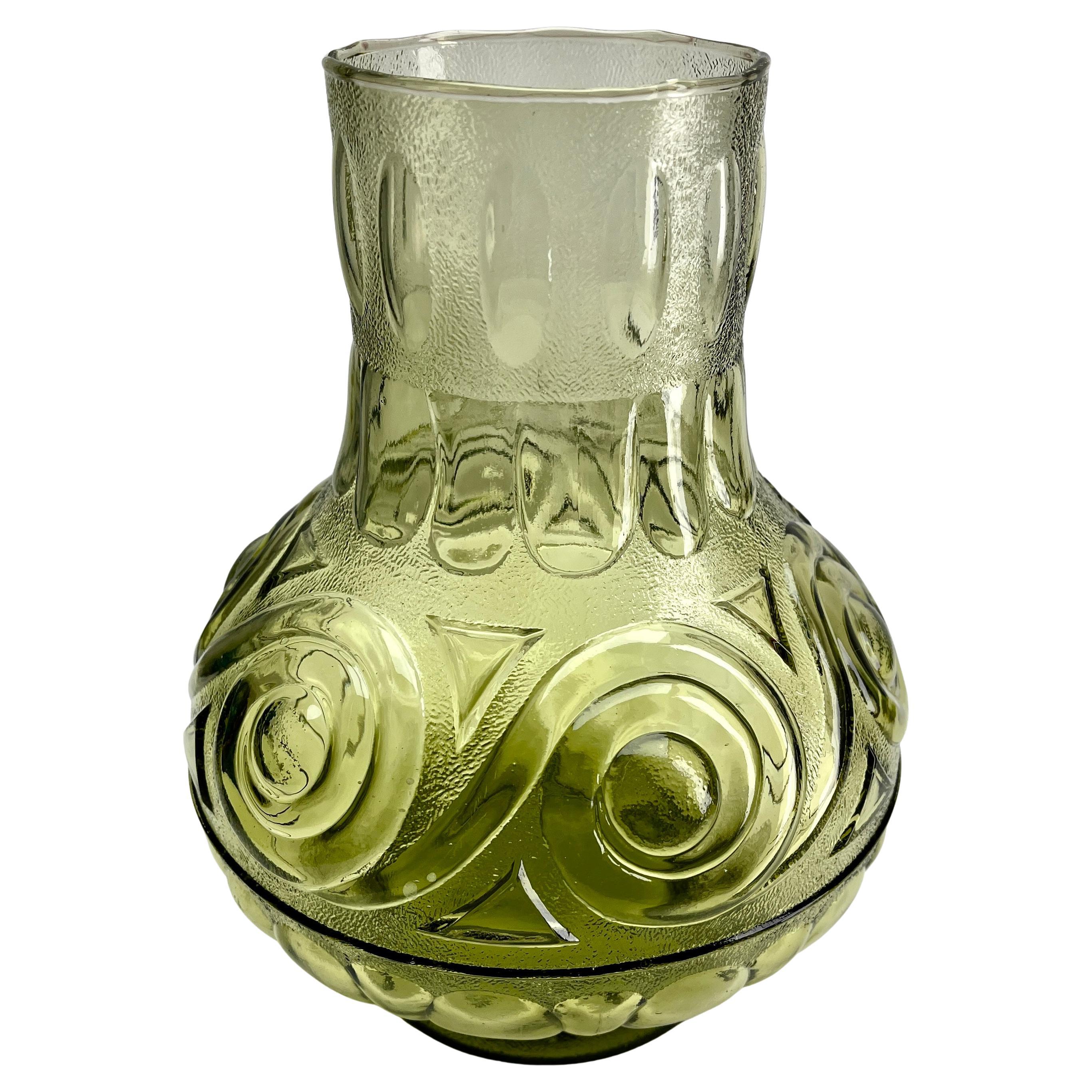 Vaso in vetro con motivo Greene & Greene di Empoli Rossini, metà del secolo scorso In condizioni buone in vendita a Verviers, BE
