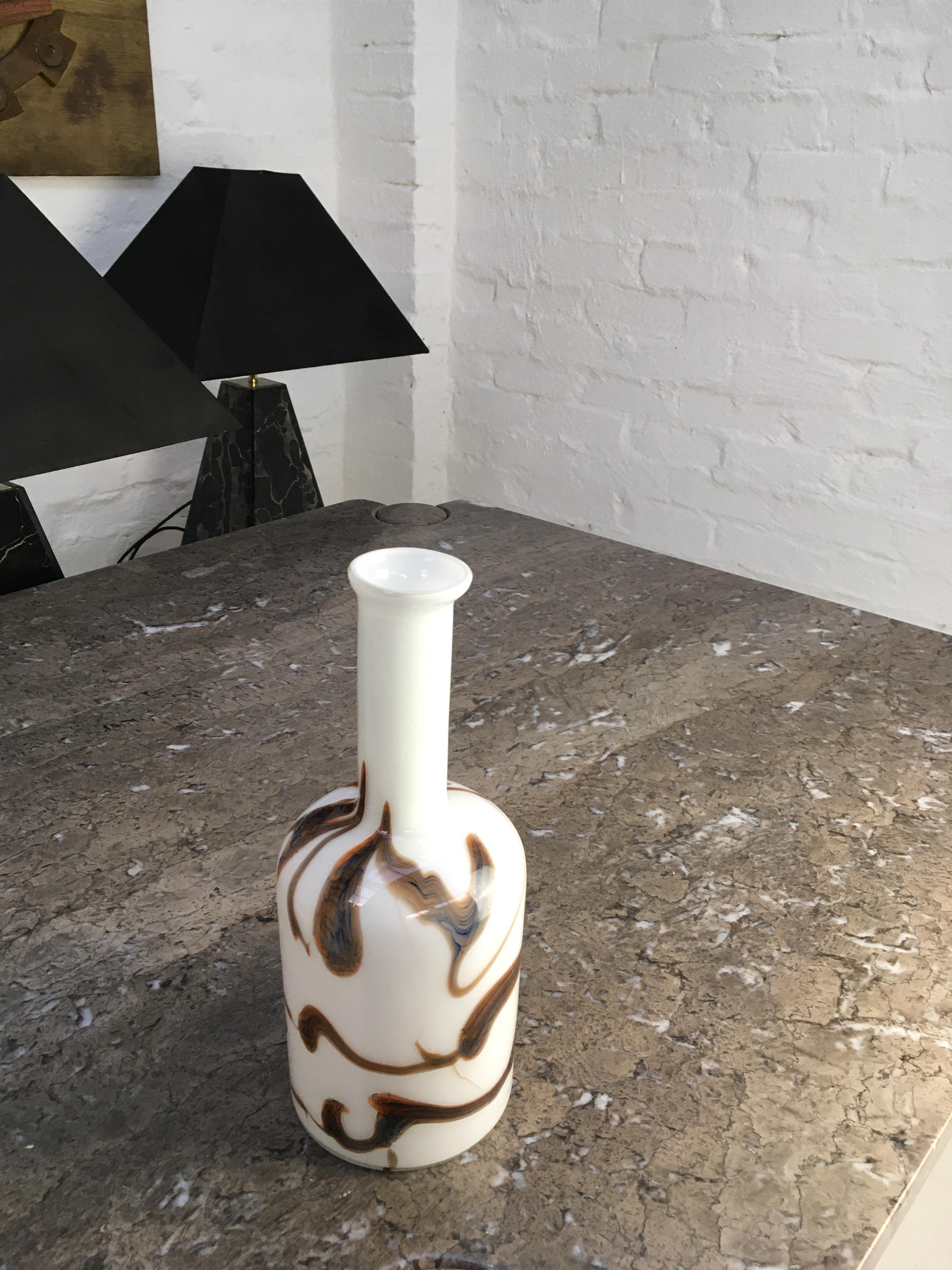 Empoli Cased Glass Bottle or Gulvase, Style of Michael Bang 'Sakura' 1970s For Sale 6