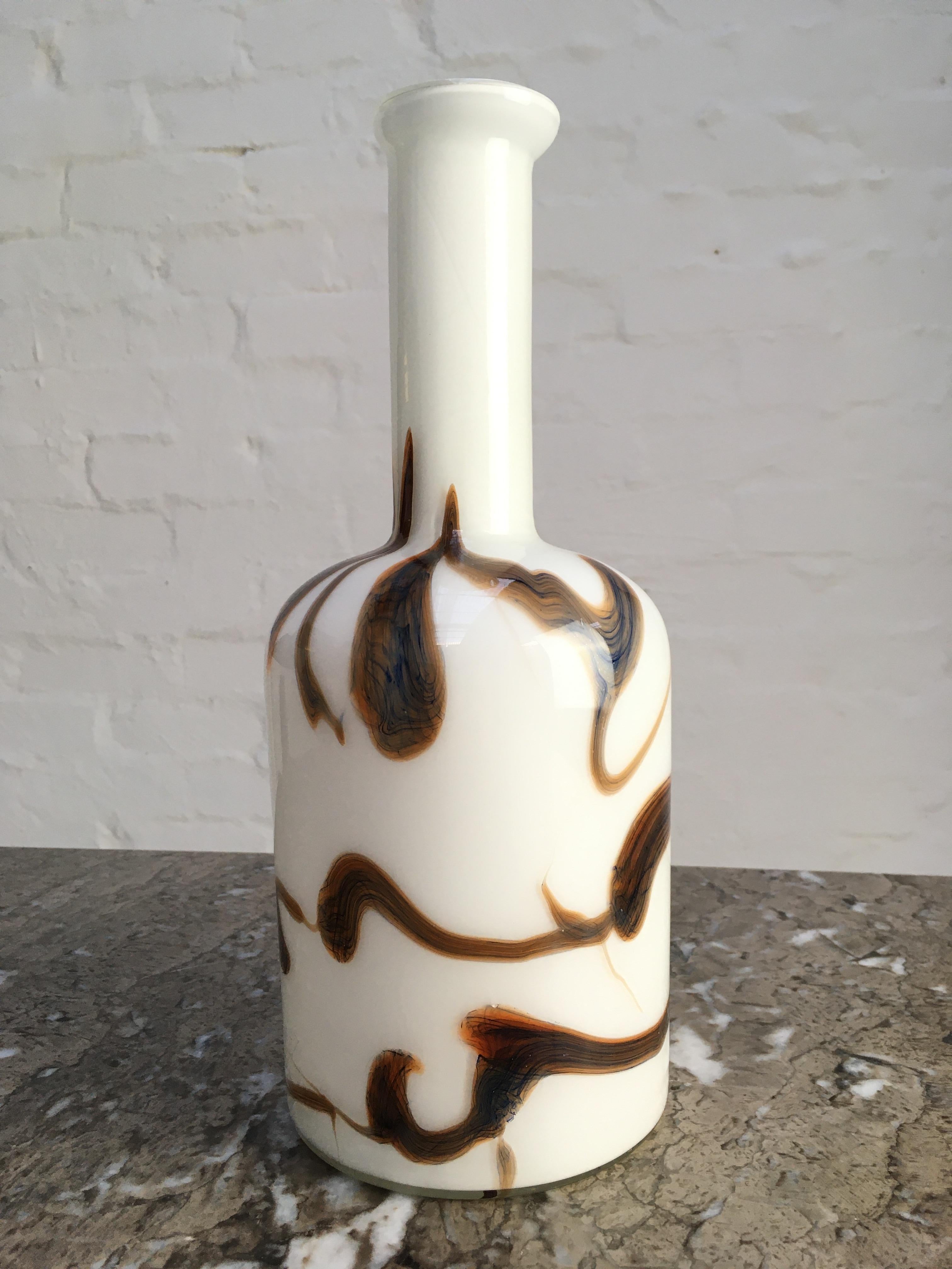 Empoli Scandinavian Style Mixed Cased Glass Bottle or Gulvase, 1970s In Fair Condition For Sale In Melbourne, AU
