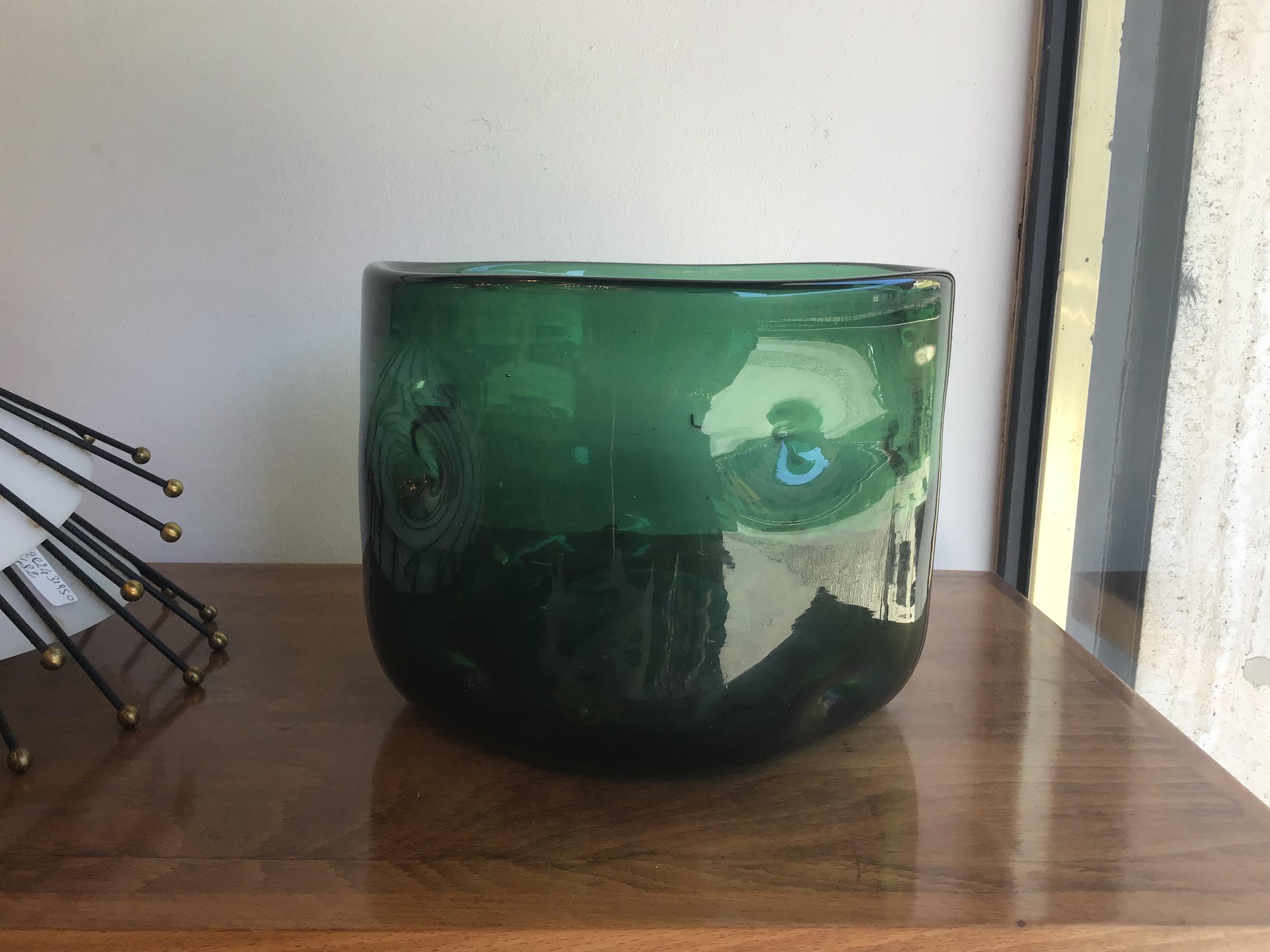 Empoli Vase Blown Glass Green, 1955, Italy For Sale 4