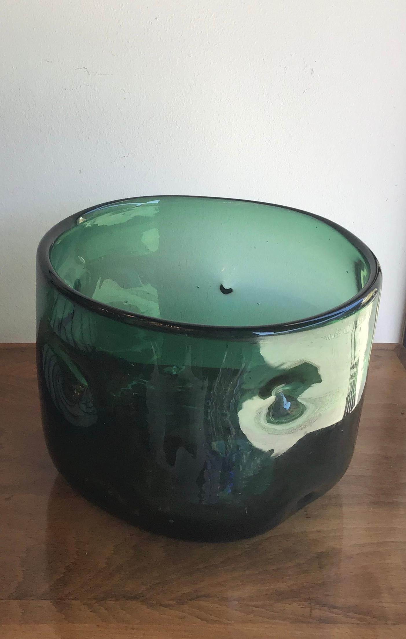 Empoli Vase Blown Glass Green, 1955, Italy For Sale 5