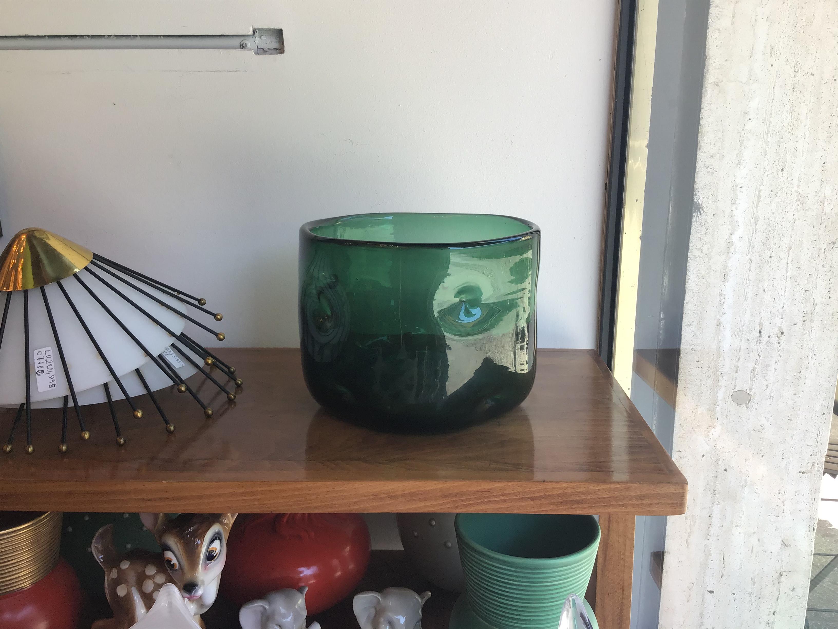 Empoli Vase Blown Glass Green, 1955, Italy In Excellent Condition For Sale In Milano, IT
