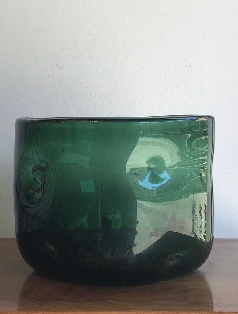 Mid-20th Century Empoli Vase Blown Glass Green, 1955, Italy For Sale
