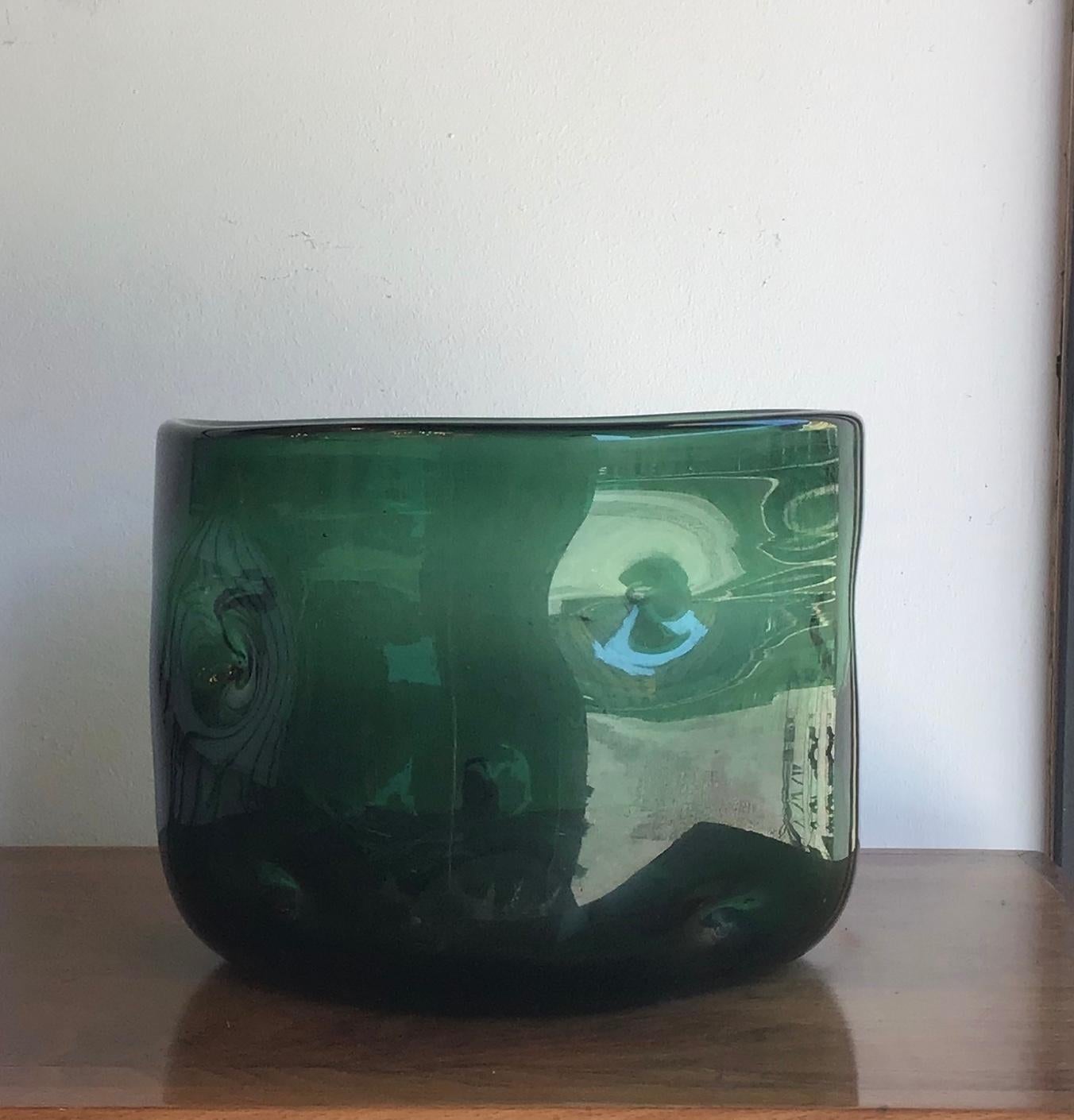 Empoli Vase Blown Glass Green, 1955, Italy For Sale 1