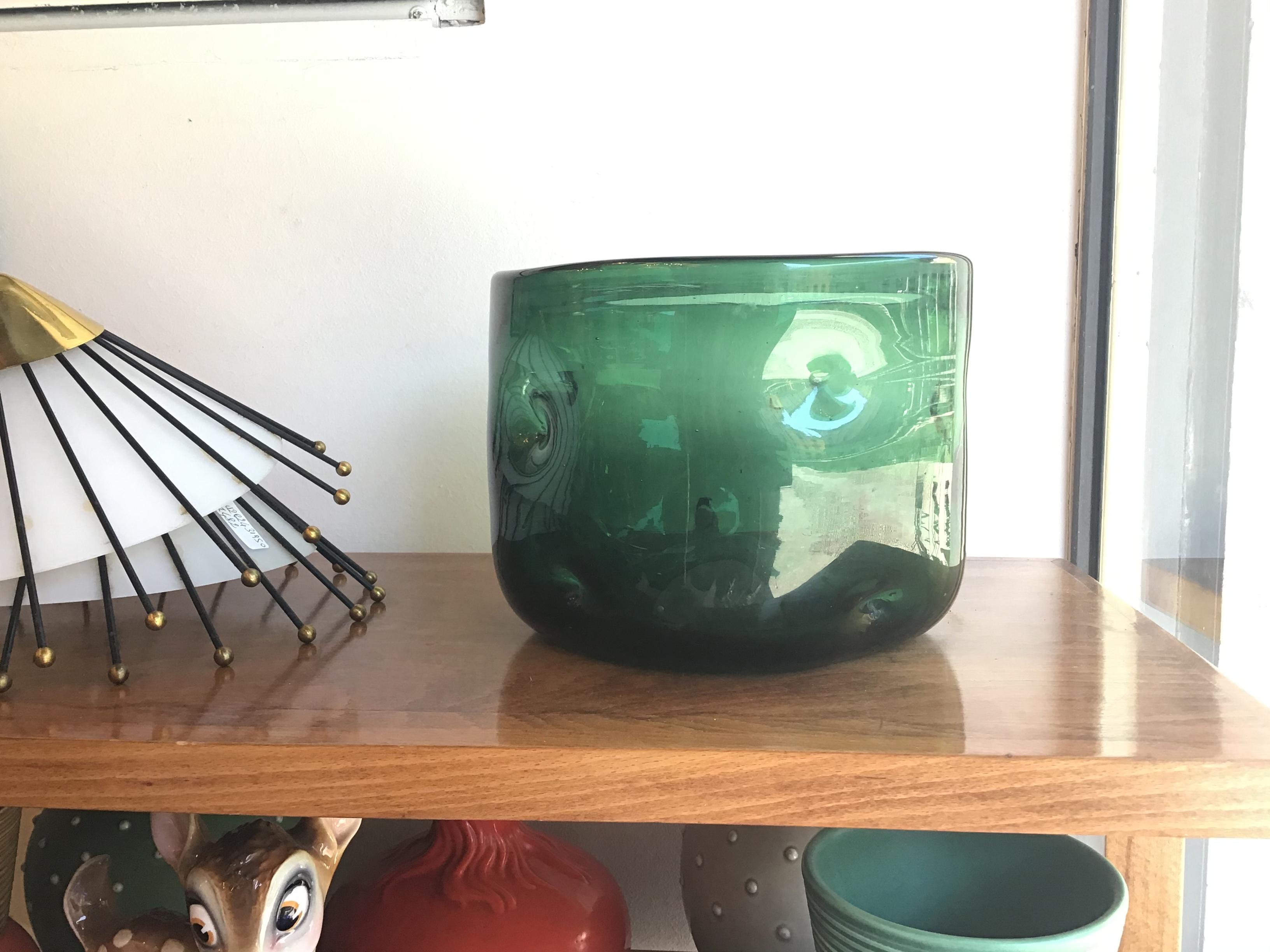 Empoli Vase Blown Glass Green, 1955, Italy For Sale 2