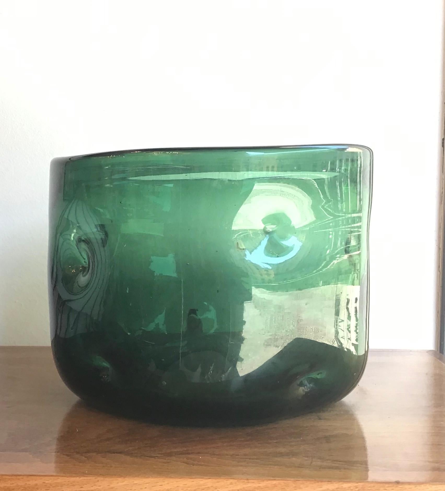 Empoli Vase Blown Glass Green, 1955, Italy For Sale 3