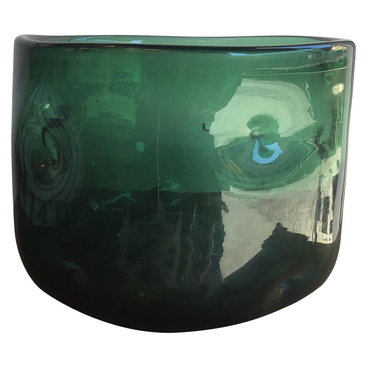 Empoli Vase Blown Glass Green, 1955, Italy For Sale