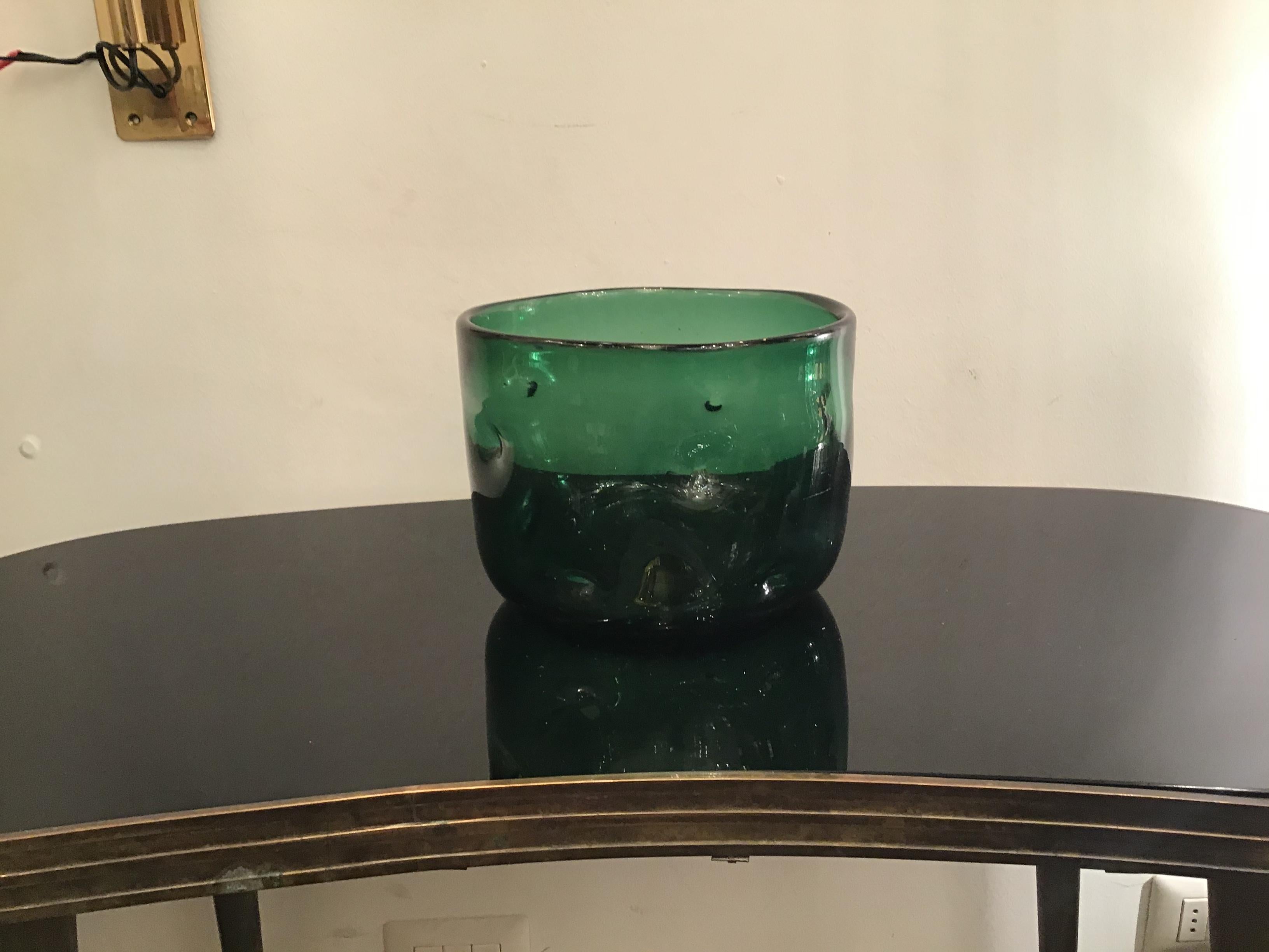 Vase Empoli aus Muranoglas in Grün, 1950, Italien im Zustand „Hervorragend“ im Angebot in Milano, IT