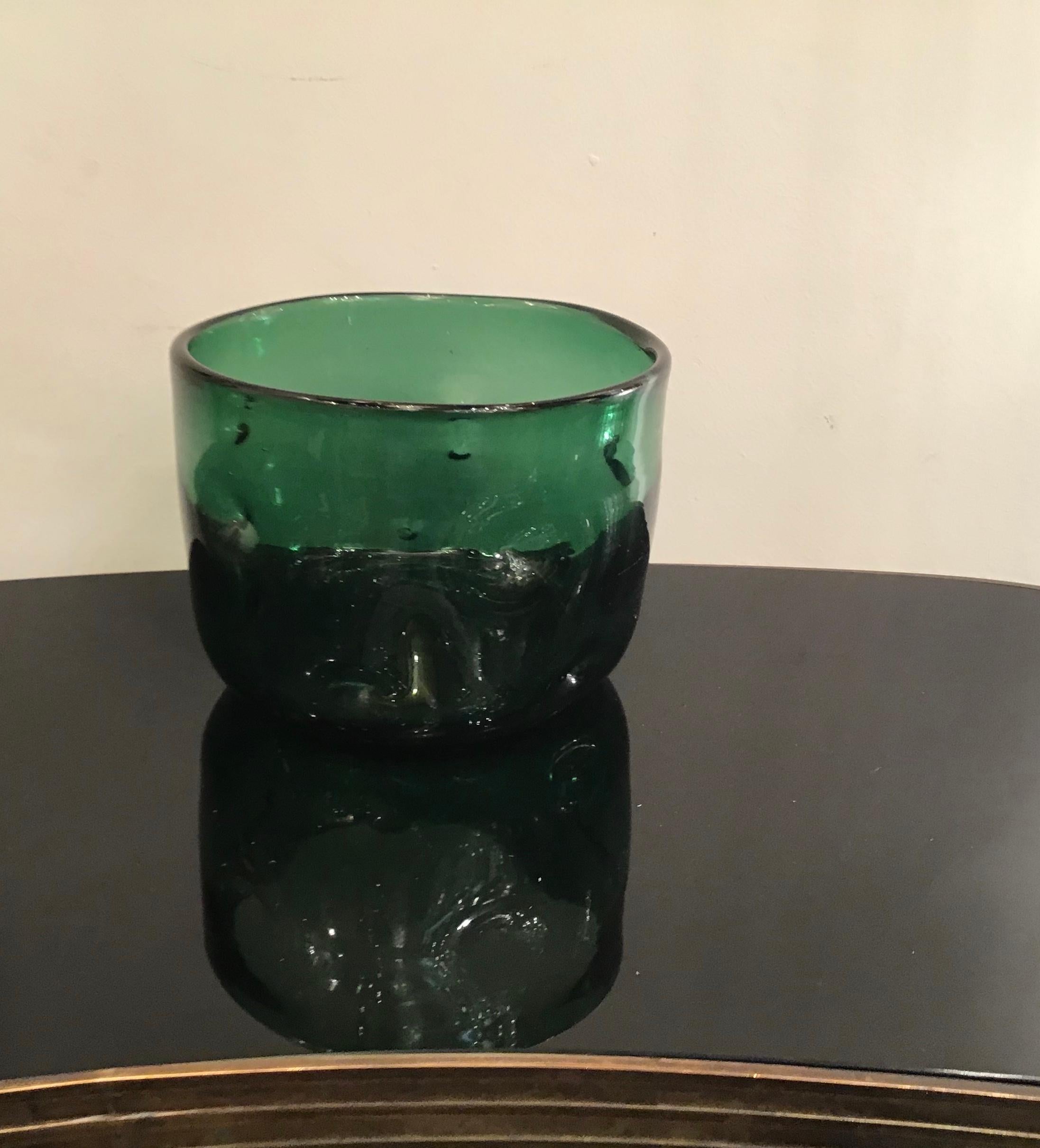 Mid-20th Century Empoli Vase Glass Murano Green, 1950, Italy For Sale