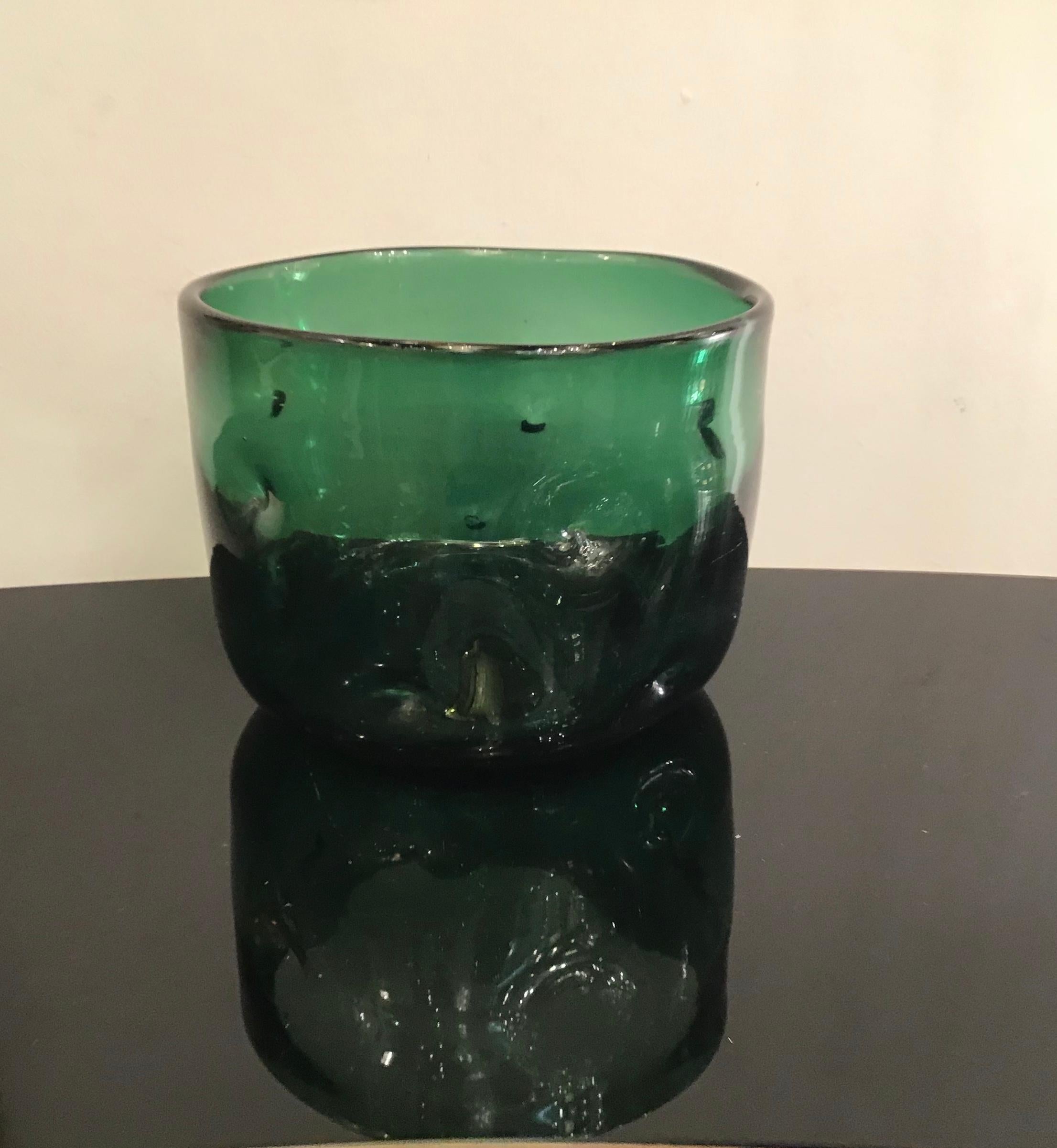 Vase Empoli aus Muranoglas in Grün, 1950, Italien (Glas) im Angebot