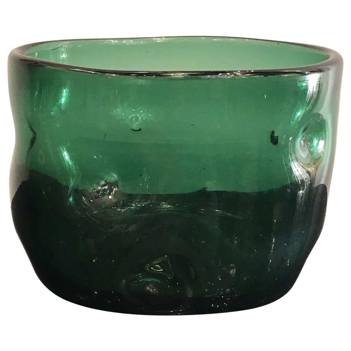 Empoli Vase Glass Murano Green, 1950, Italy For Sale