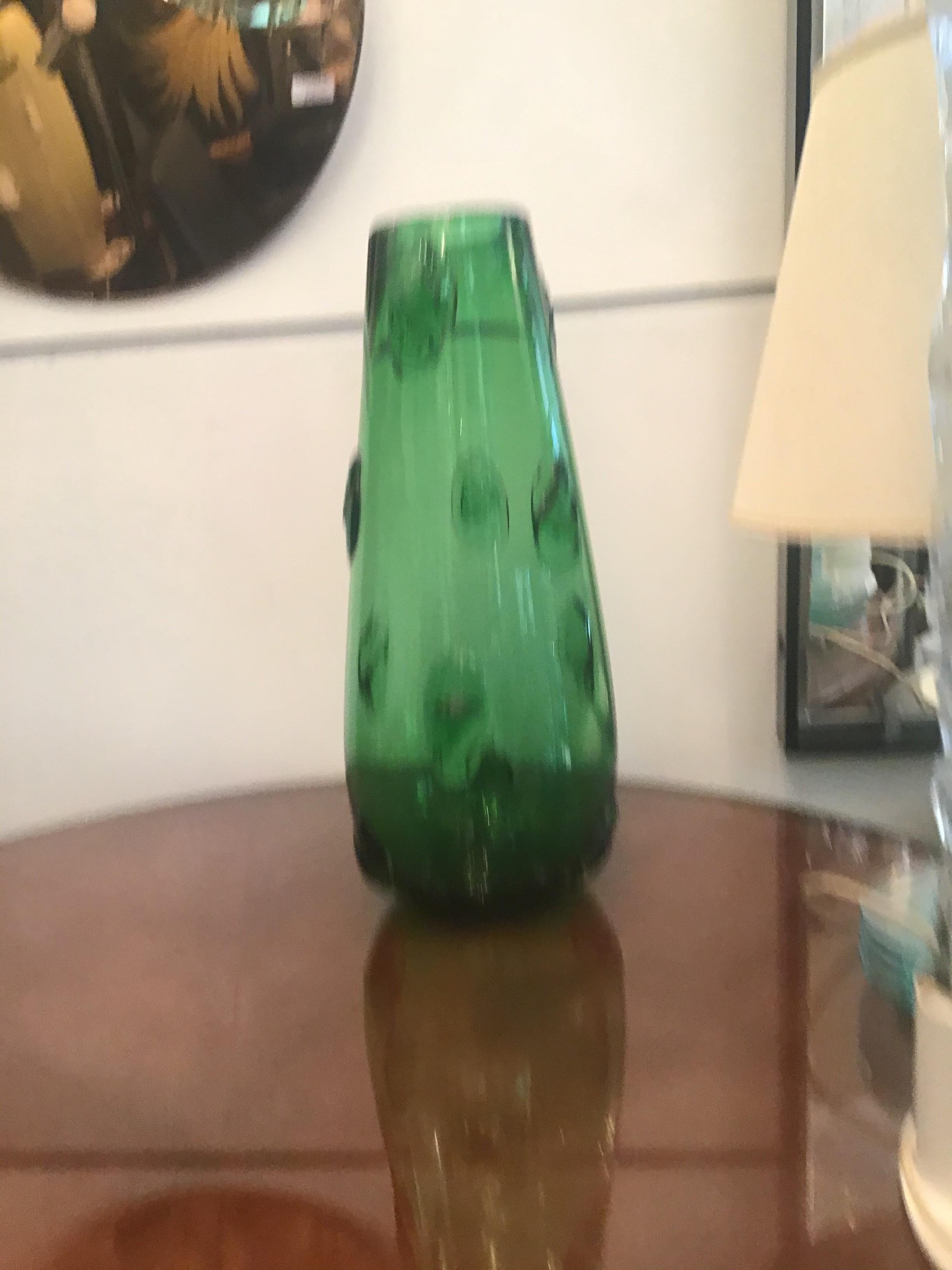 Jarrón Empoli Verde Cristal de Murano 1950 Italia en venta 3
