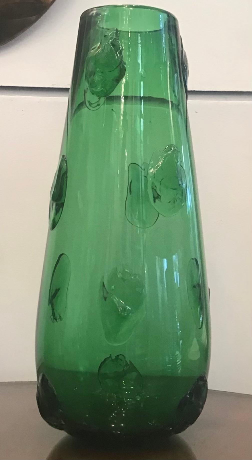 Empoli vase green Murano glass 1950.