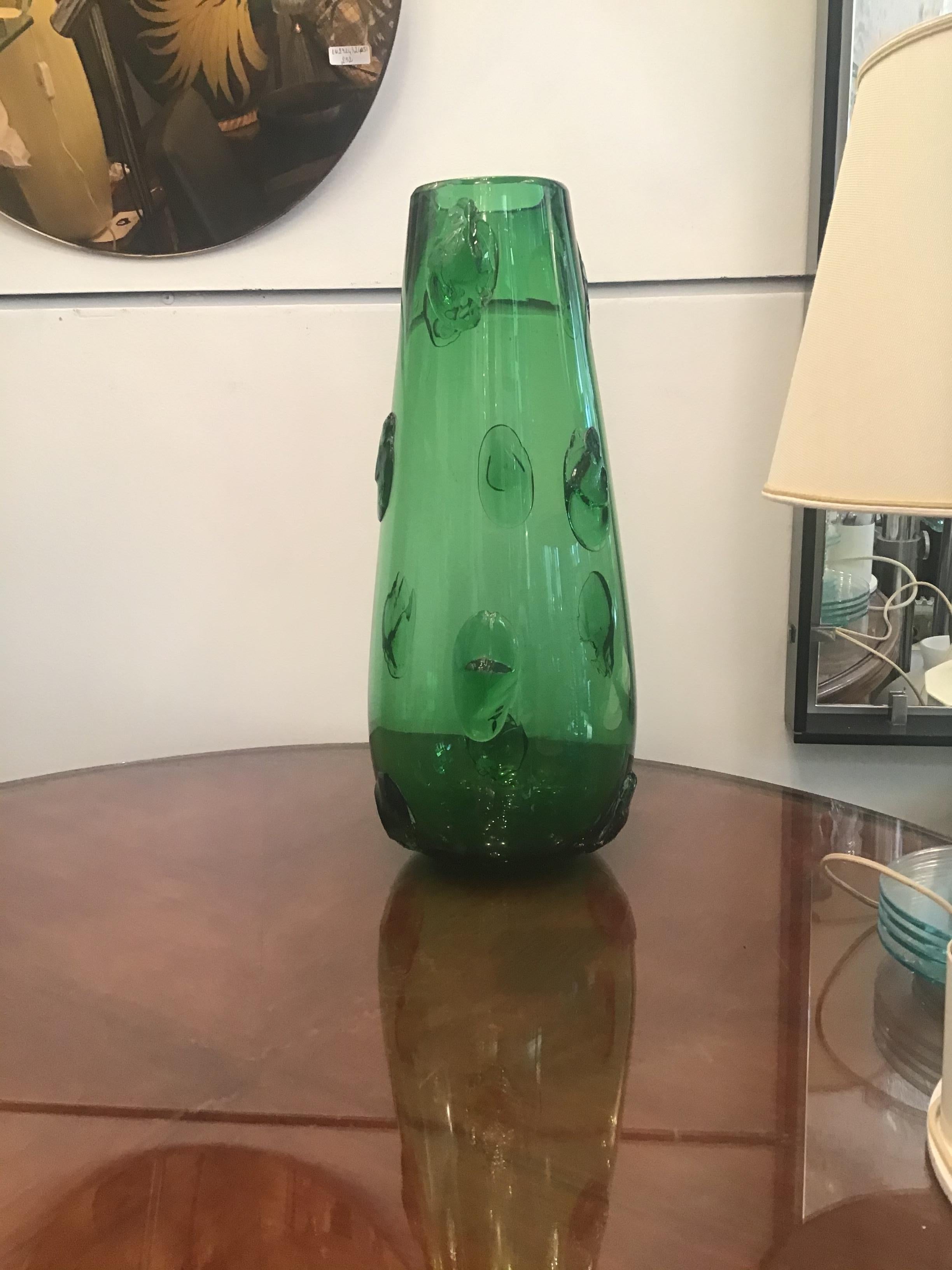 Jarrón Empoli Verde Cristal de Murano 1950 Italia Otro en venta