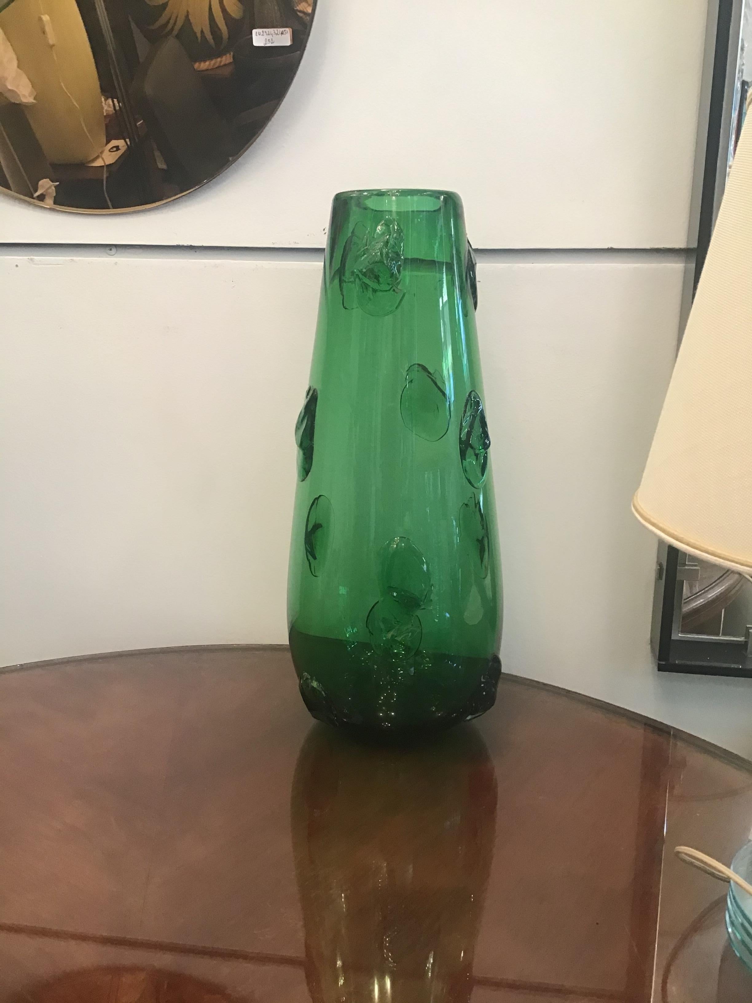 green glass vase made in italy