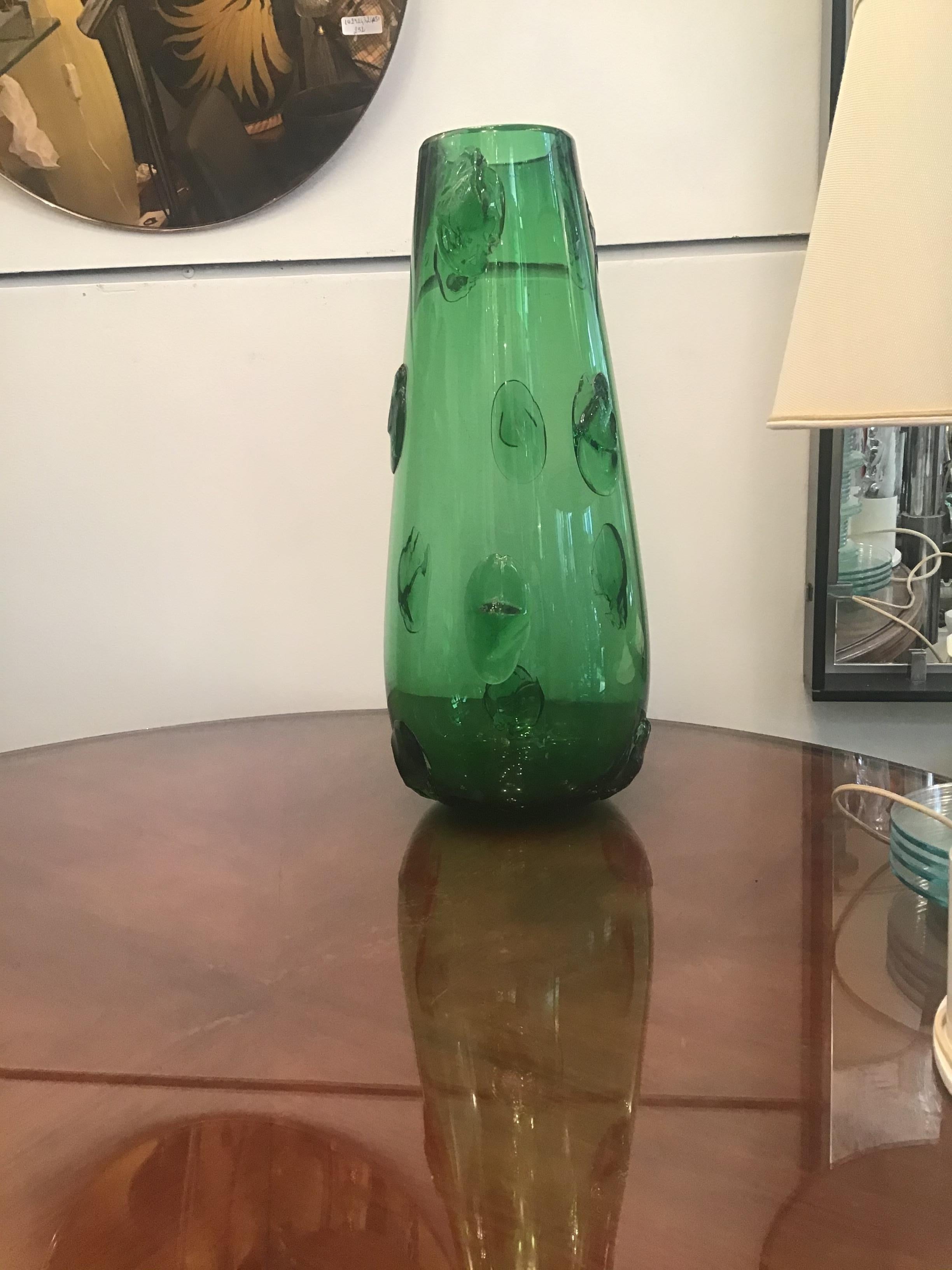 Other Empoli Vase Green Murano Glass 1950 Italy  For Sale