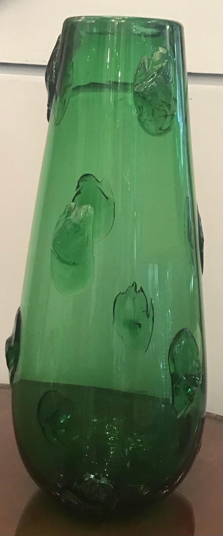 Italian Empoli Vase Green Murano Glass 1950 Italy  For Sale