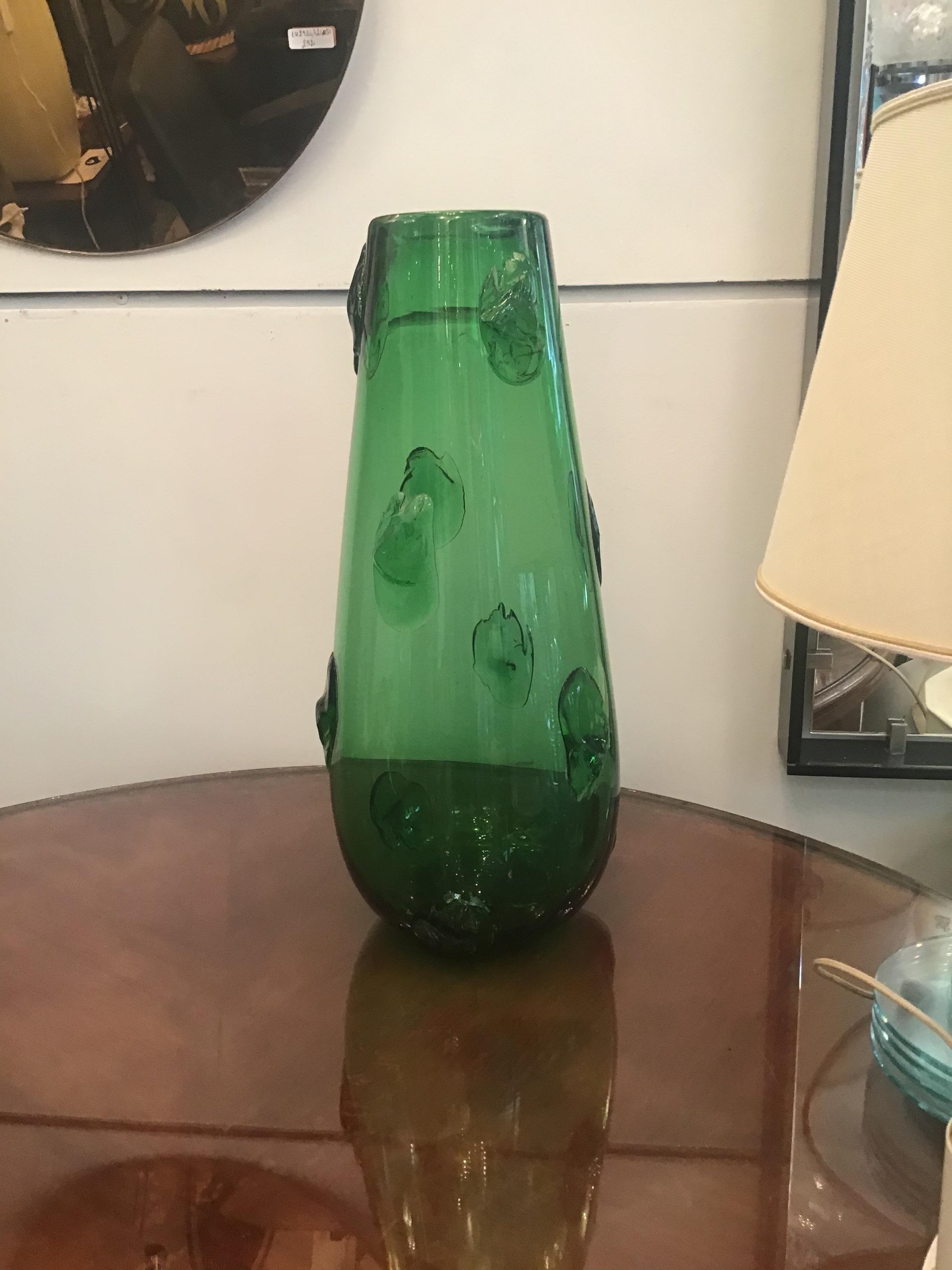 Empoli Vase Green Murano Glass 1950 Italy  In Excellent Condition For Sale In Milano, IT
