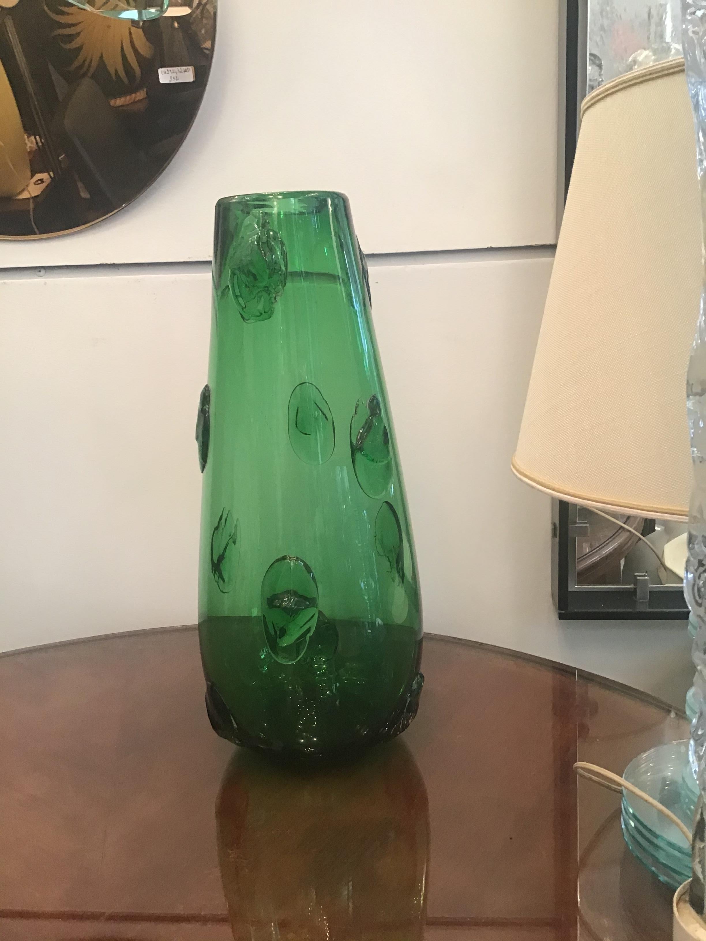 Mid-20th Century Empoli Vase Green Murano Glass 1950 Italy  For Sale