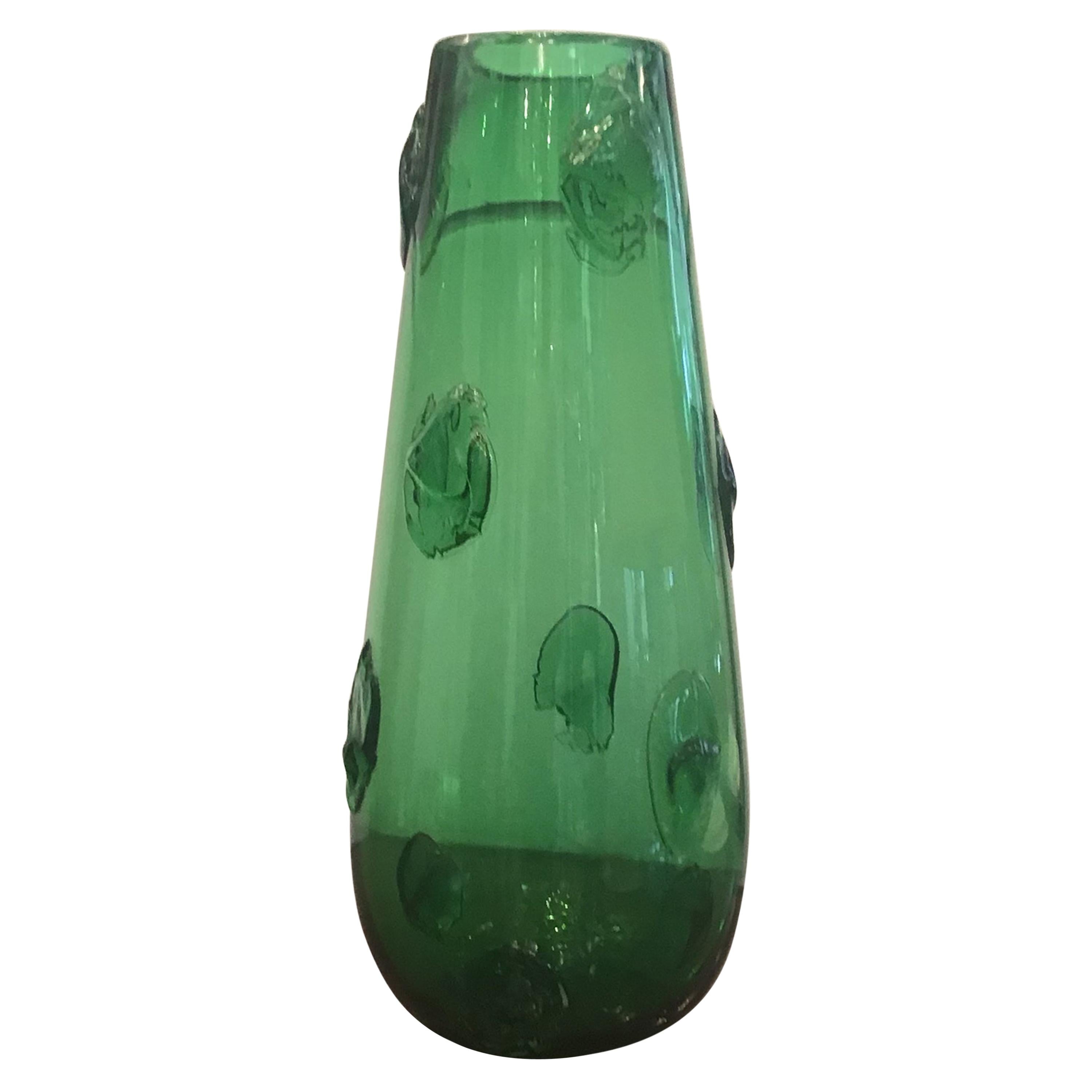Empoli Vase Green Murano Glass 1950 Italy 