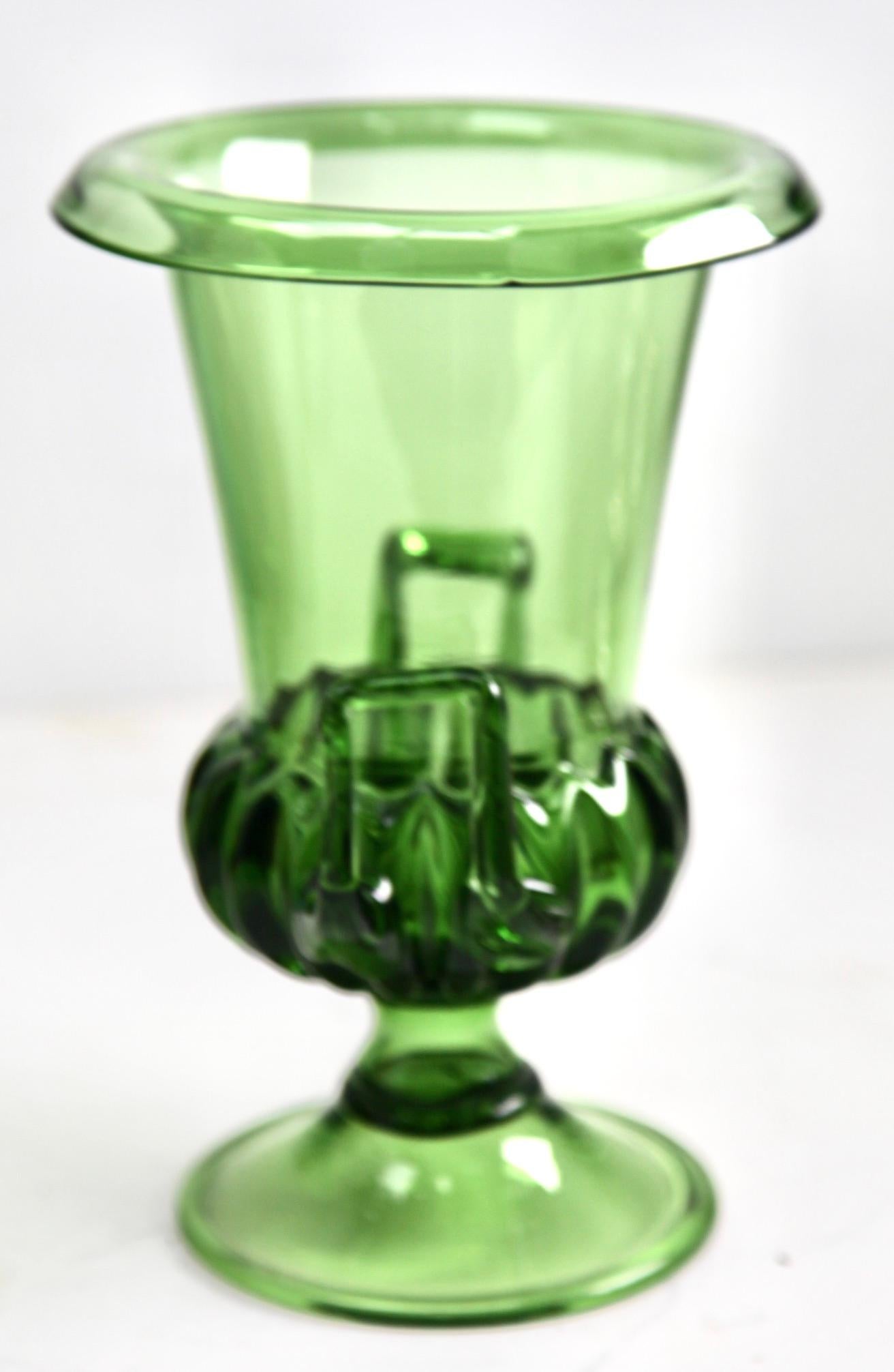 Mid-Century Modern Empoli Vase with Handles Italian Craftsmen of Florence For Sale
