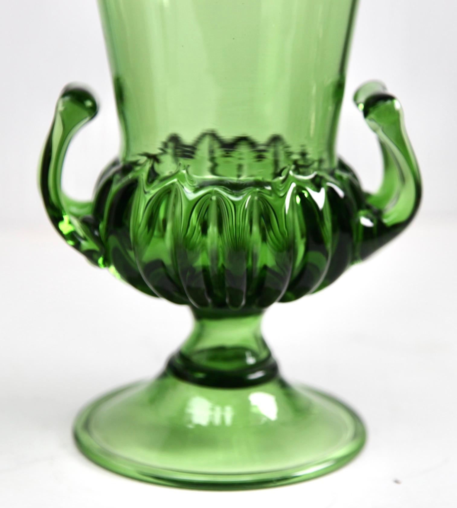 Hand-Crafted Empoli Vase with Handles Italian Craftsmen of Florence For Sale