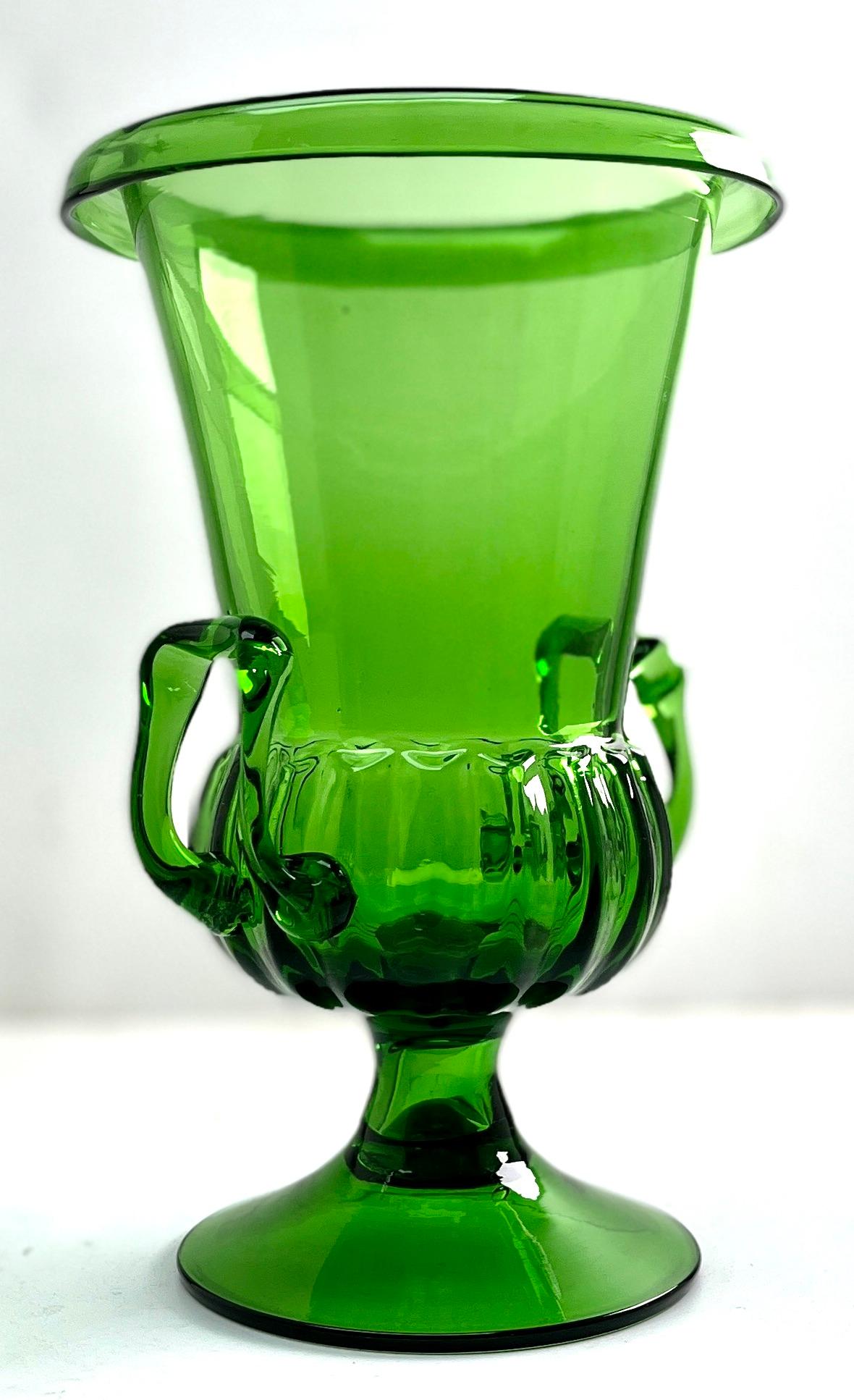 Mid-20th Century Empoli Vase with Handles Italian Craftsmen of Florence For Sale