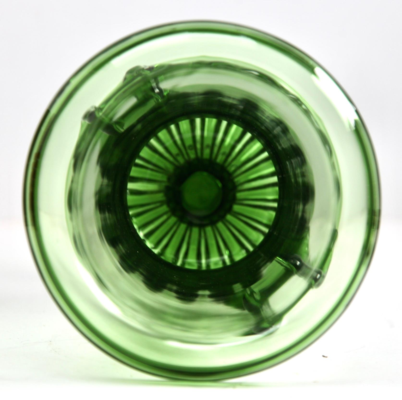 Murano Glass Empoli Vase with Handles Italian Craftsmen of Florence For Sale