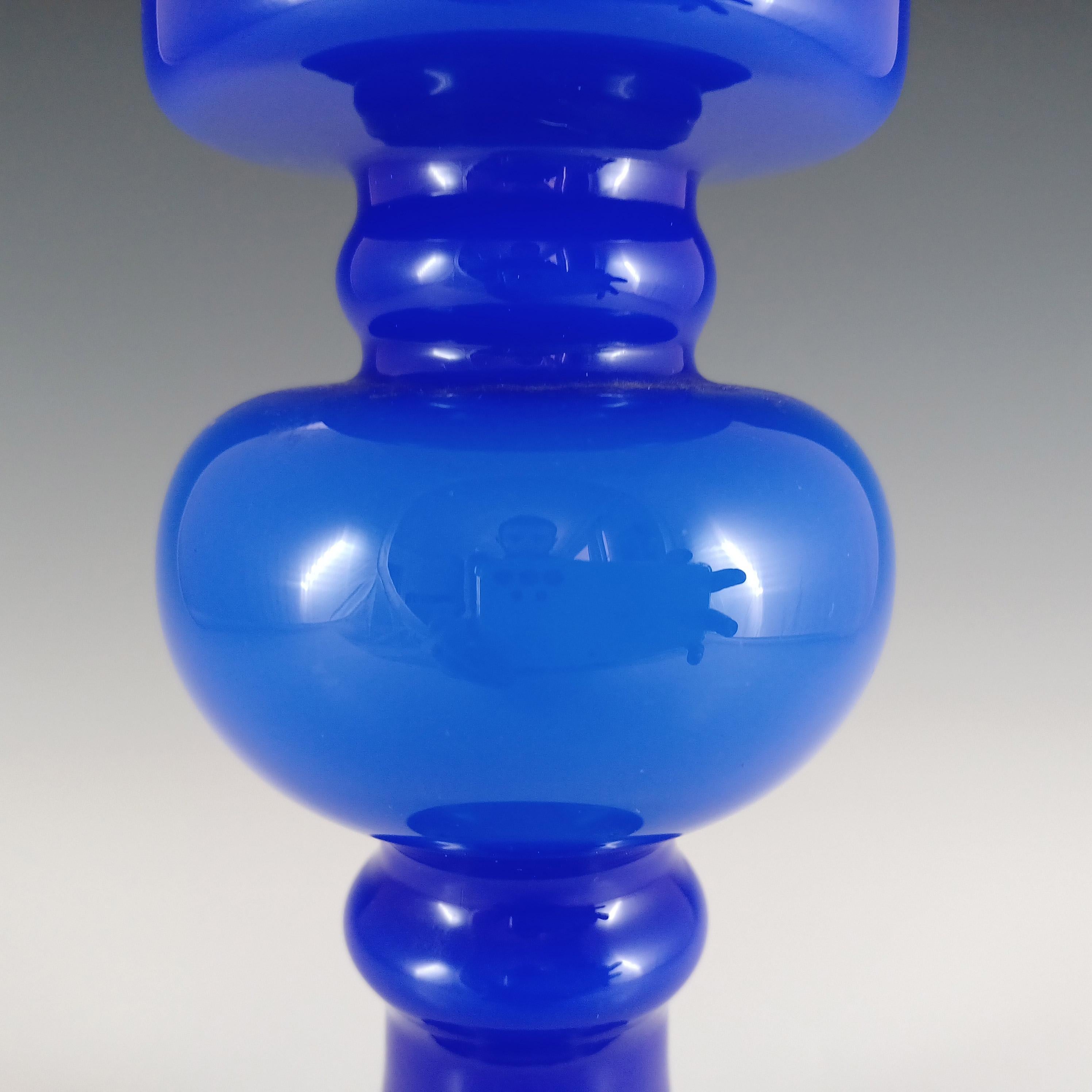 Vase italien vintage Empoli en verre bleu cerclé Bon état - En vente à Bolton, GB