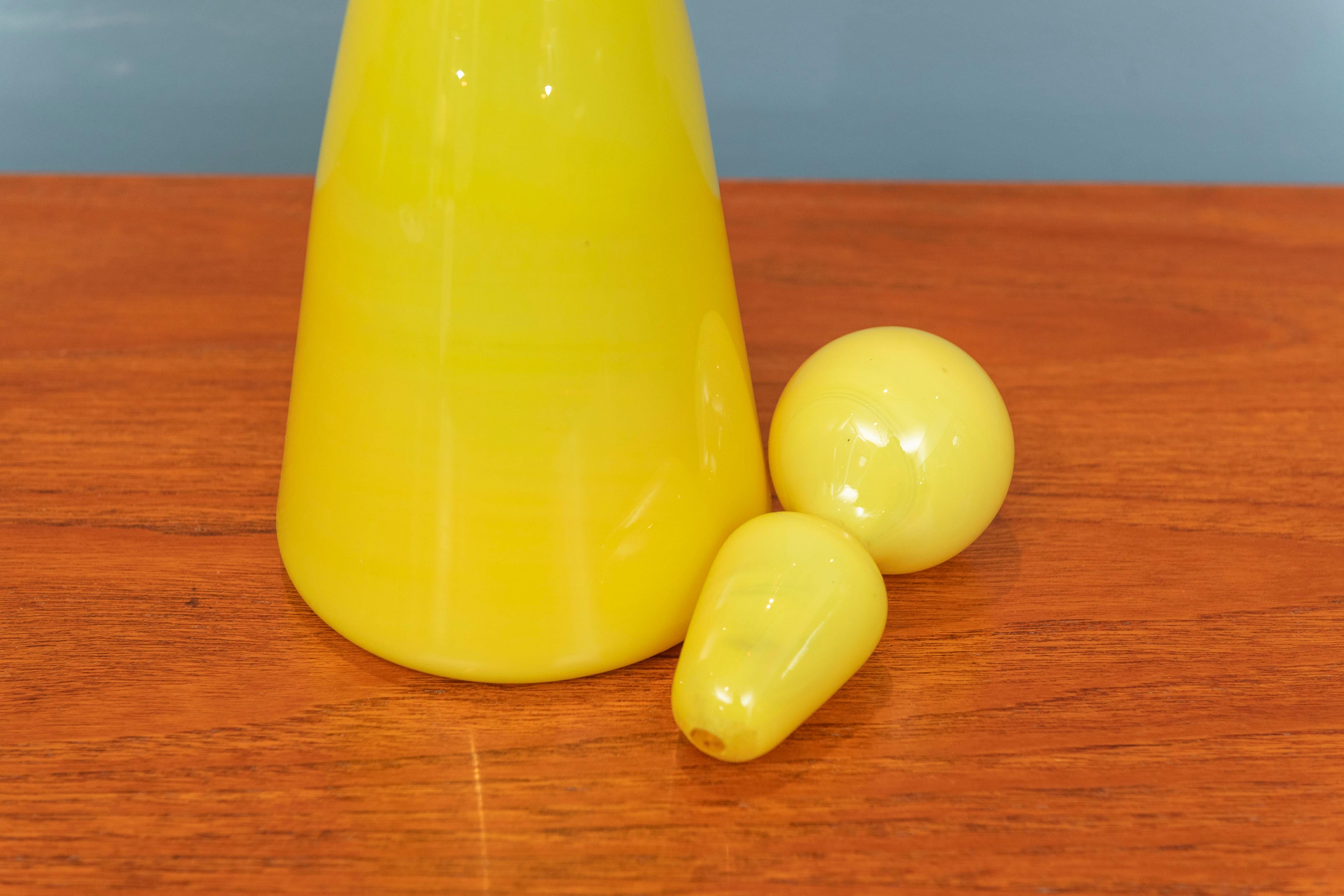 Mid-Century Modern Empoli Yellow Glass Decanter For Sale