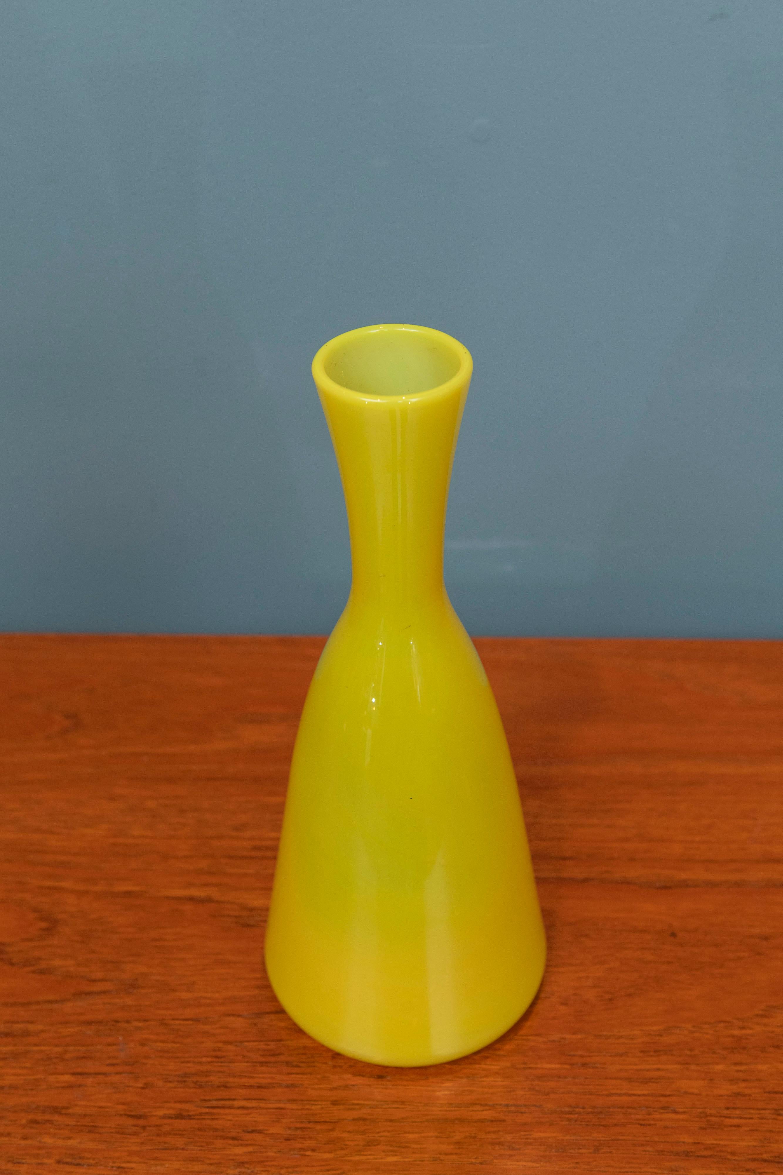 Mid-20th Century Empoli Yellow Glass Decanter For Sale