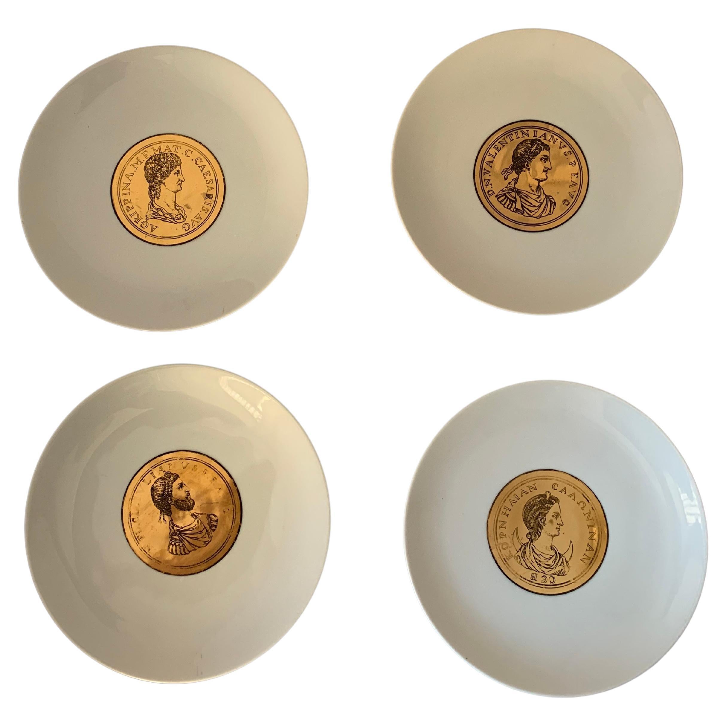 Emporers Plates by Atelier Fornasetti, 1940s, Set of 4 For Sale