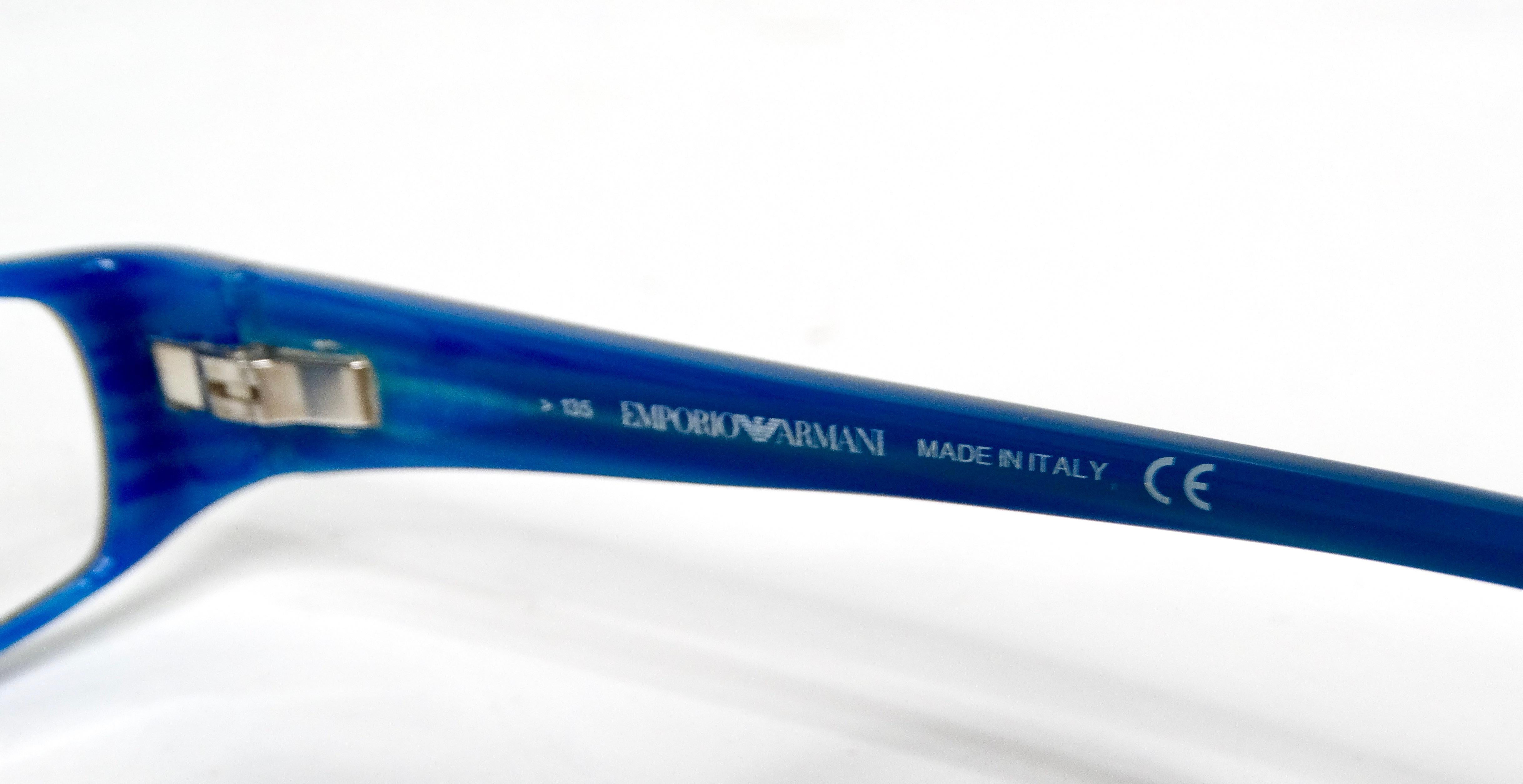 Emporio Amani Blue & Black Handmade Acetate Rectangular Sunglasses circa Y2K For Sale 1