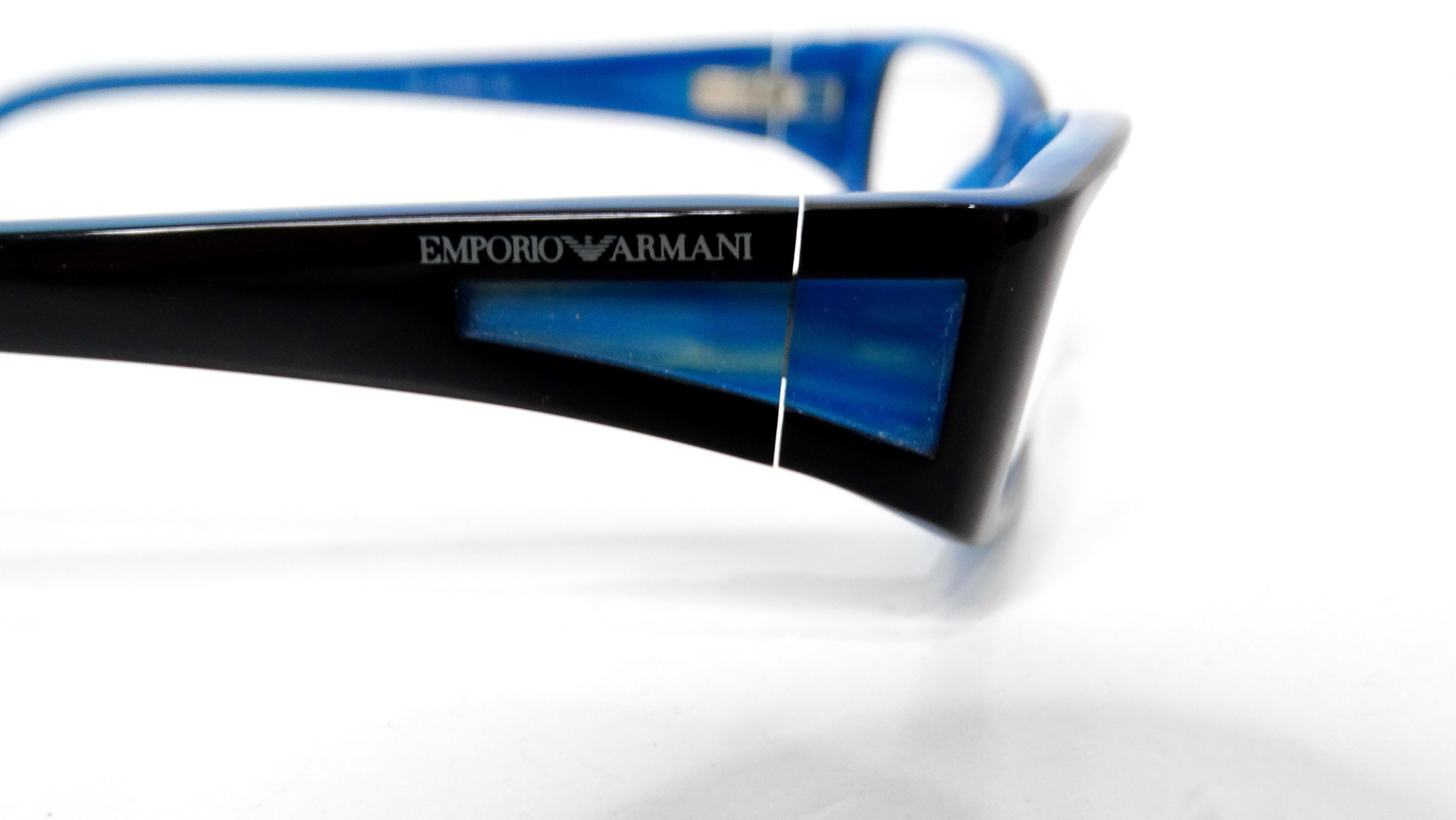 Emporio Amani Blue & Black Handmade Acetate Rectangular Sunglasses circa Y2K For Sale 3